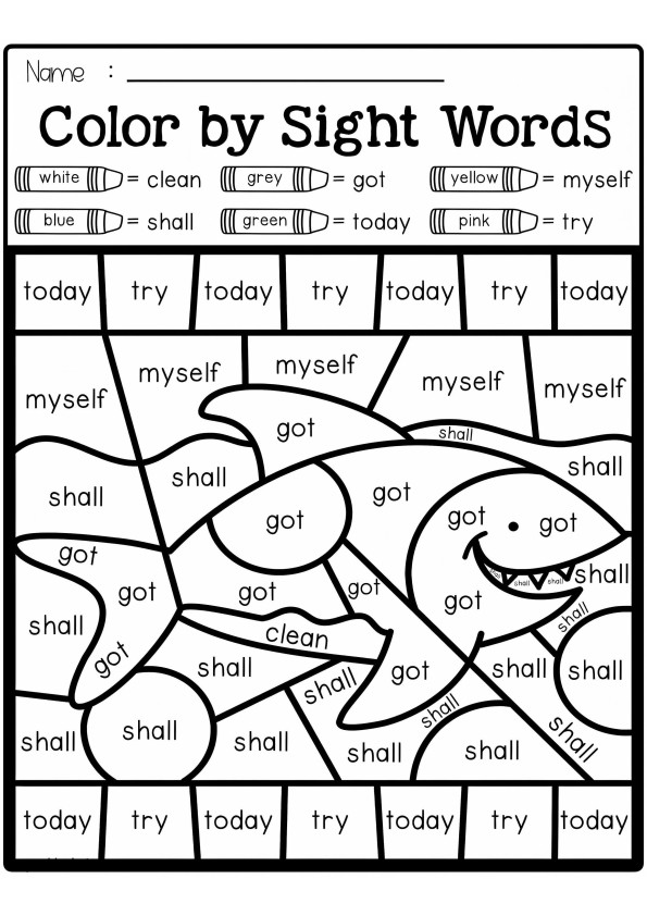 Shark Sight Words coloring page