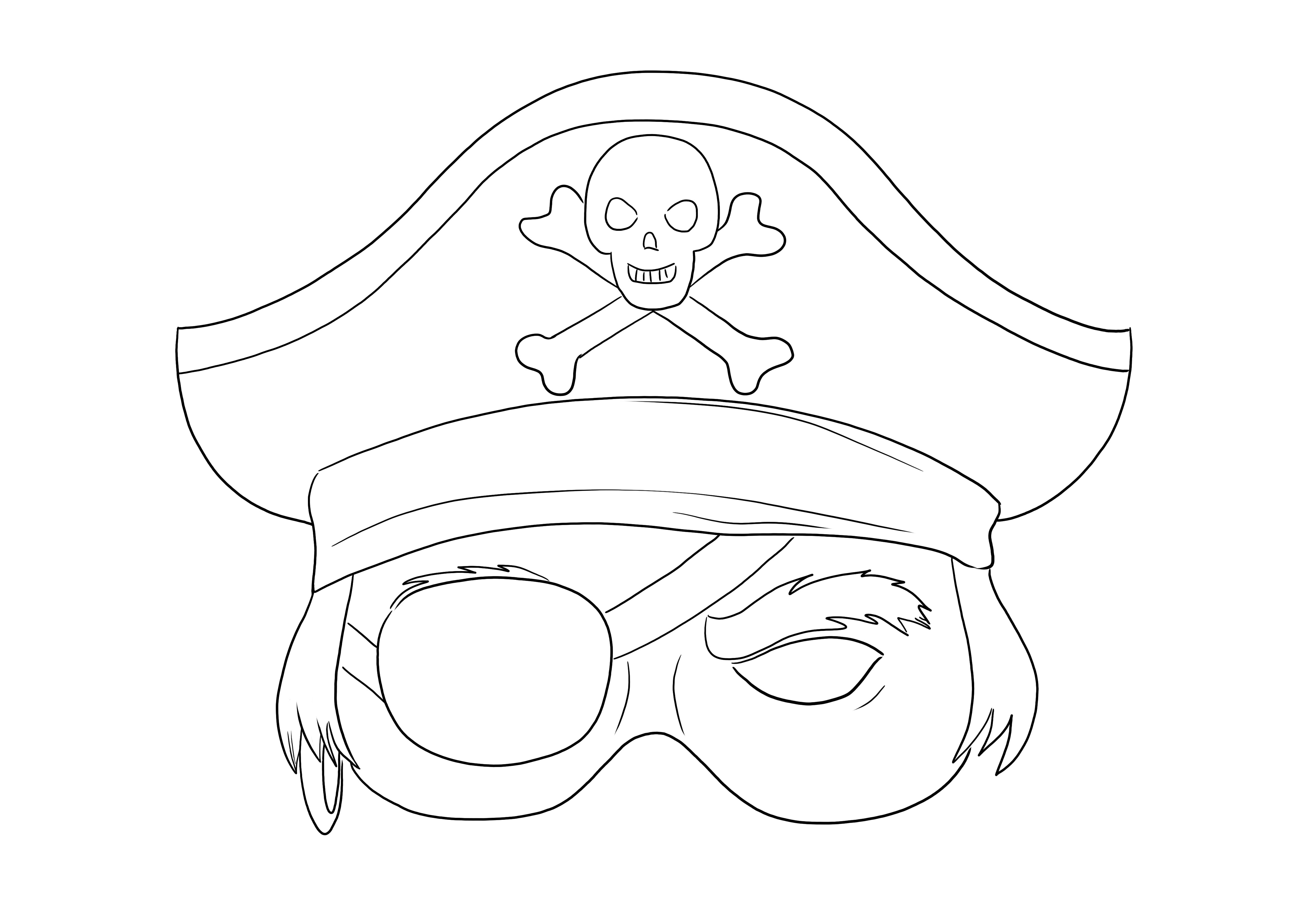 Feuille de coloriage de masque de pirate pour impression ou téléchargement gratuit