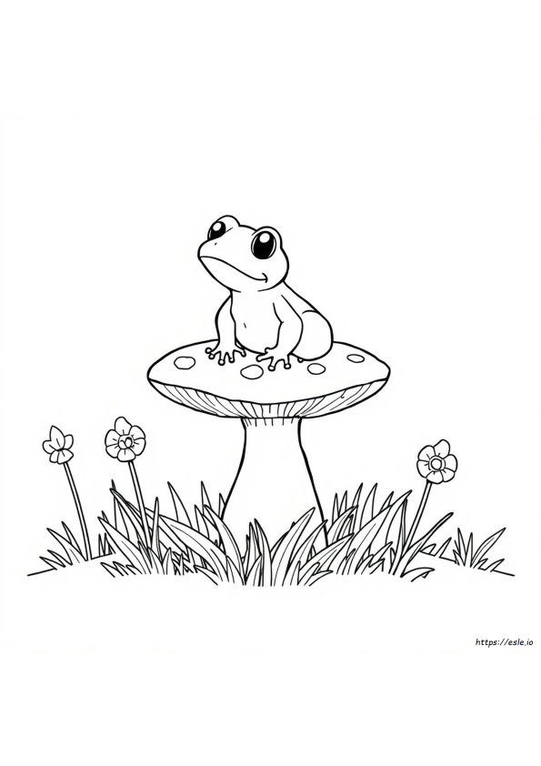 Gambar Mewarnai Katak Jamur Lucu
