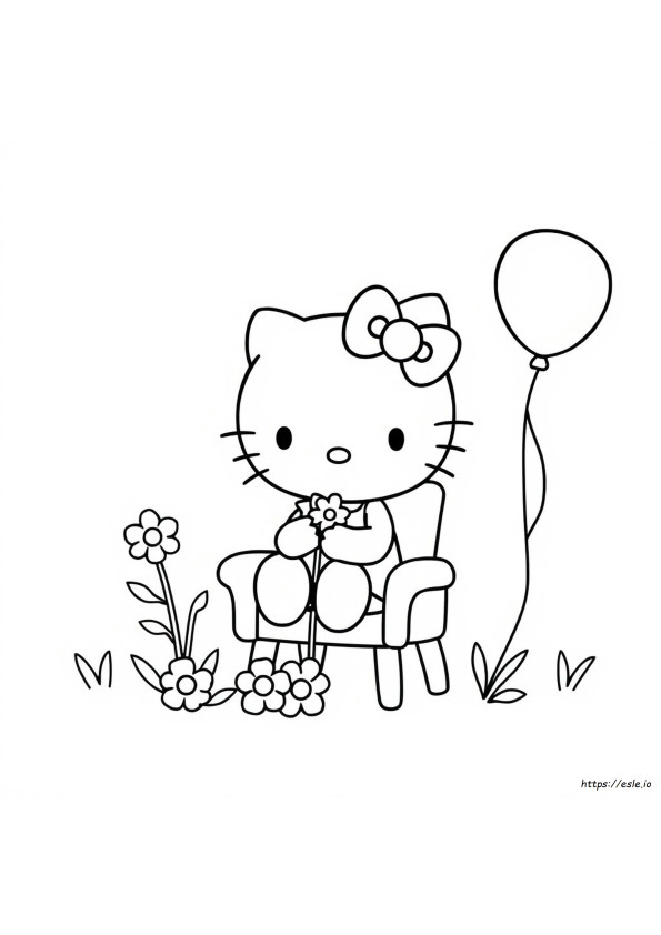 Hello Kitty Cinta Halaman Mewarnai