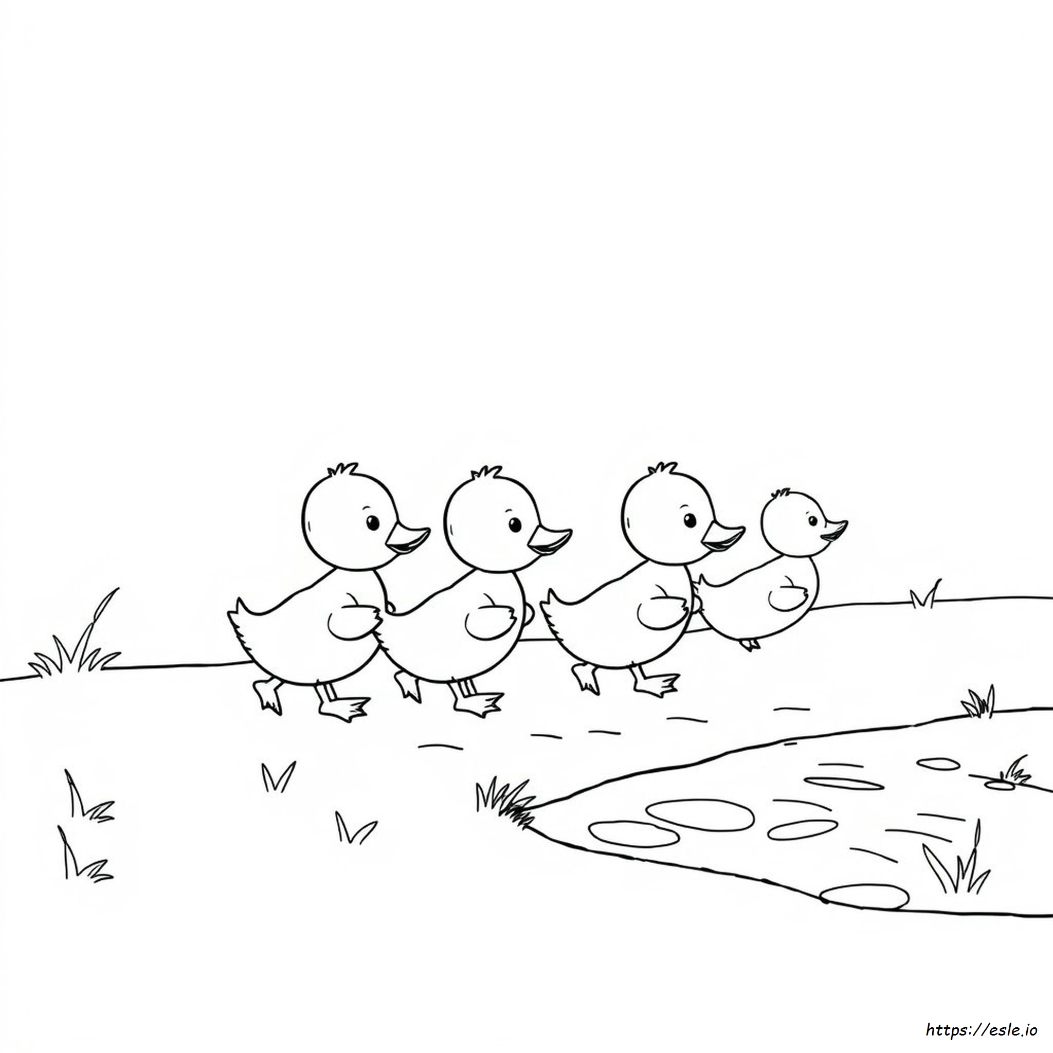 Five Little Ducks Printable Coloring Page