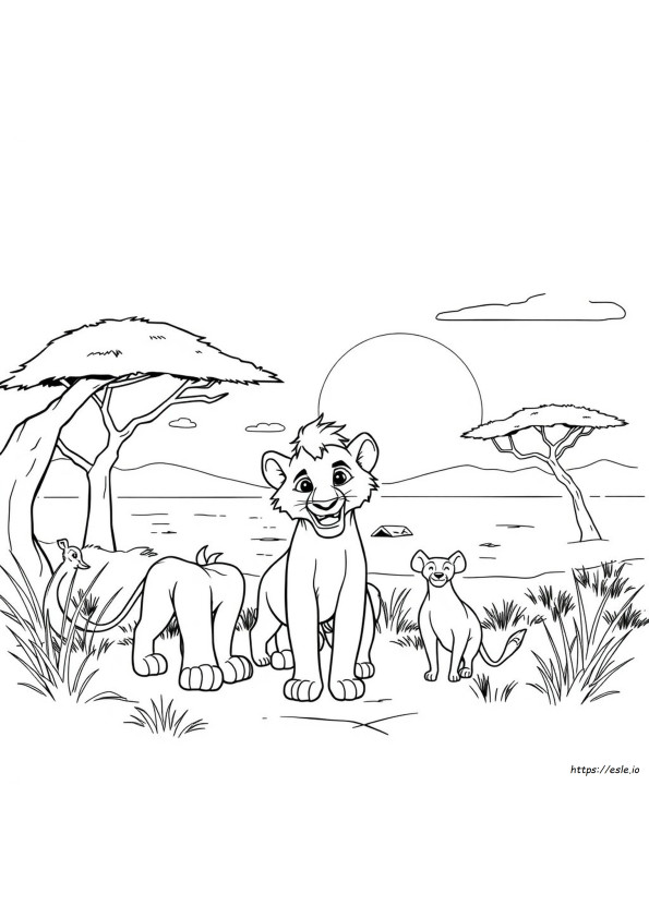 Halaman Mewarnai Hyena Raja Singa Yang Dapat Dicetak