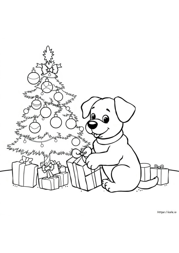 Anjing Natal Lucu Gambar Mewarnai
