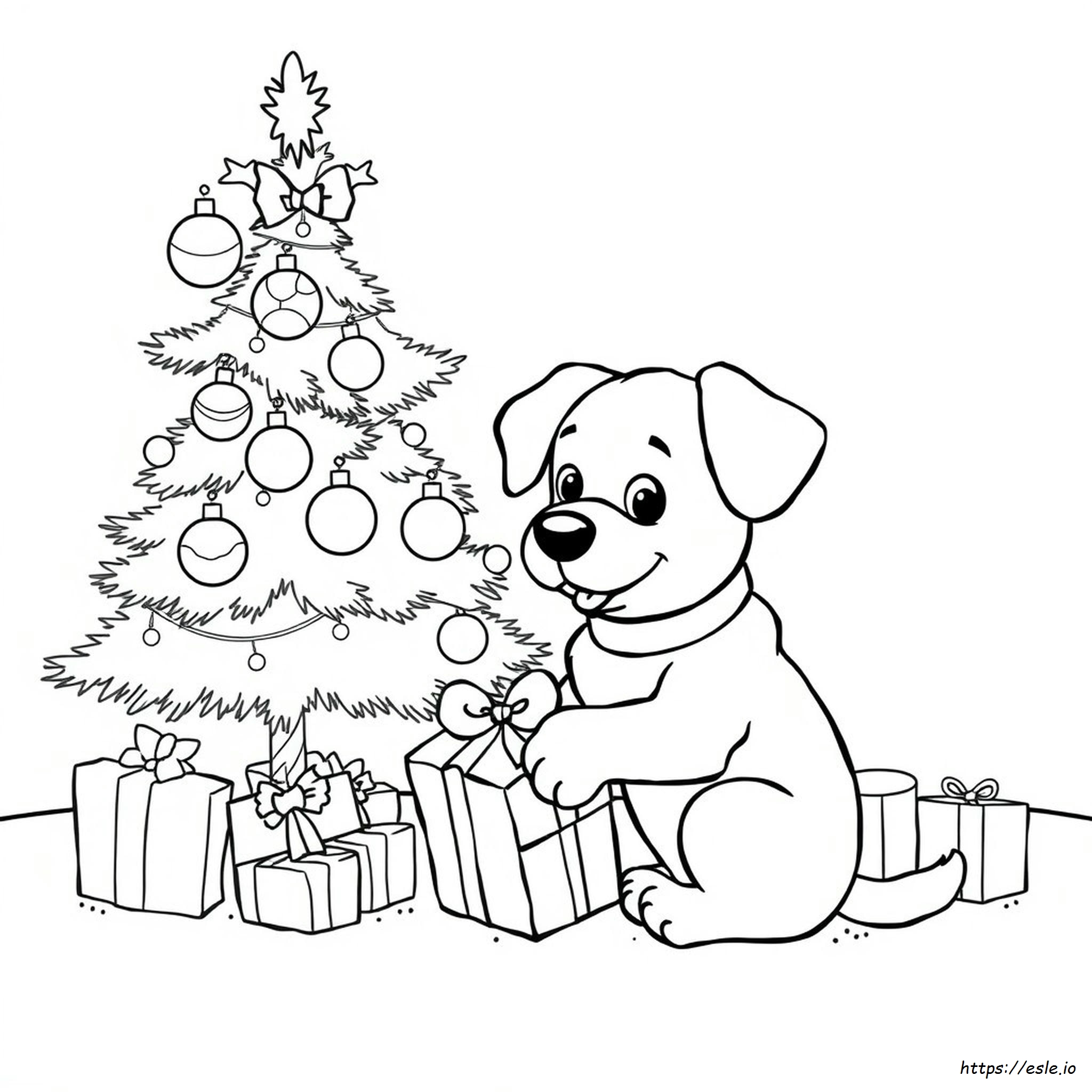 Lindo Perro Navideño Para Colorear