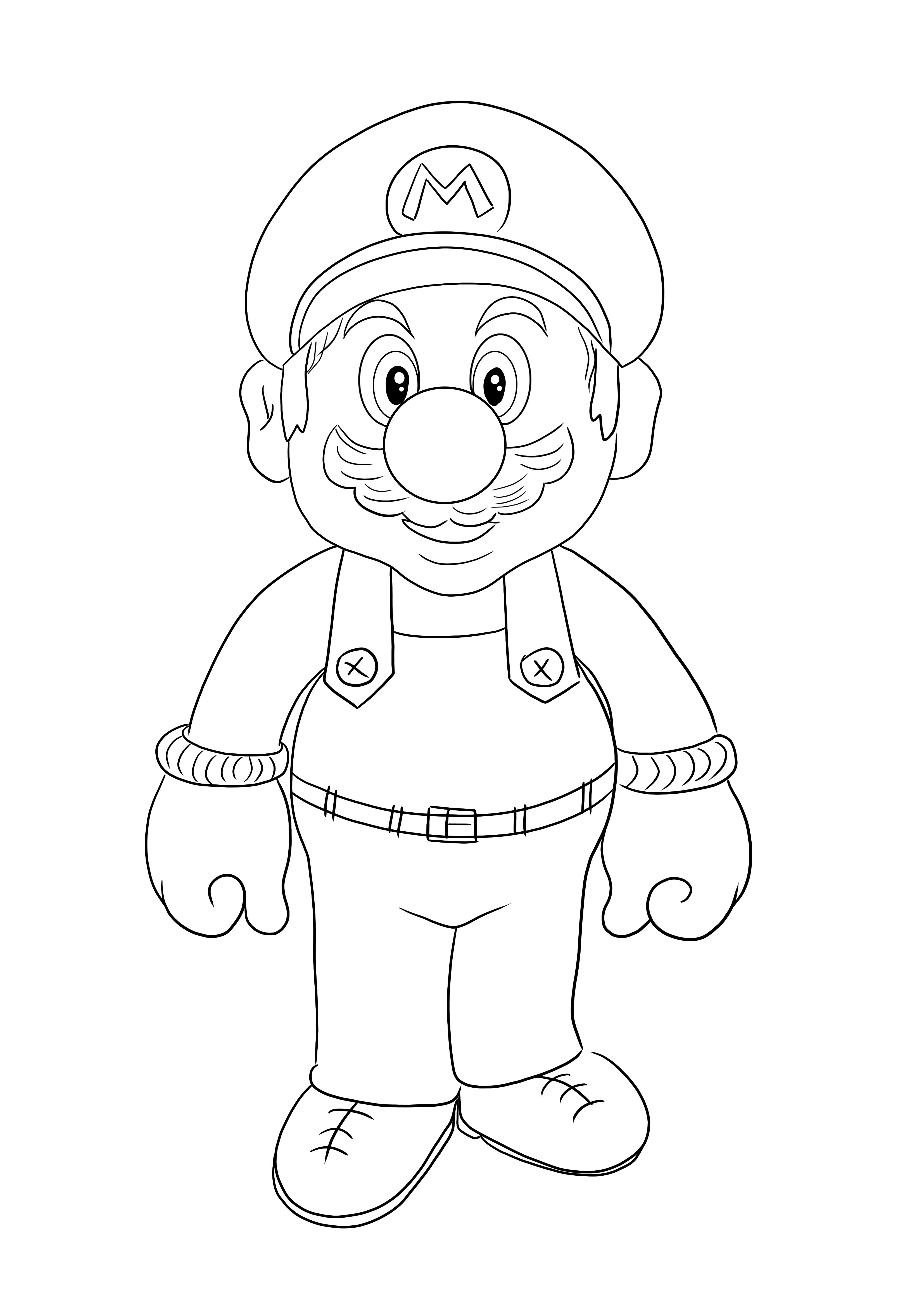 Super Mario free coloring sheet to be downloaded and colored