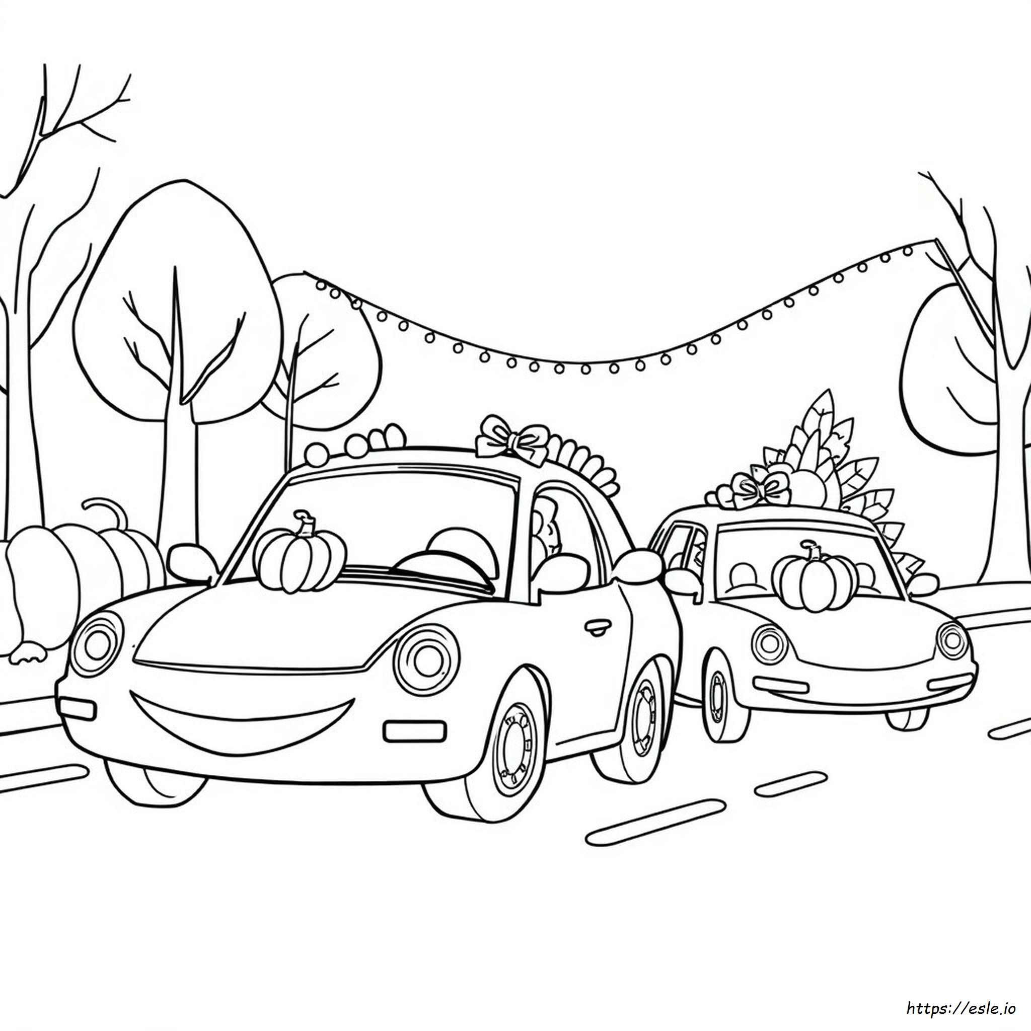 Páginas Para Colorear De Acción De Gracias De Coches