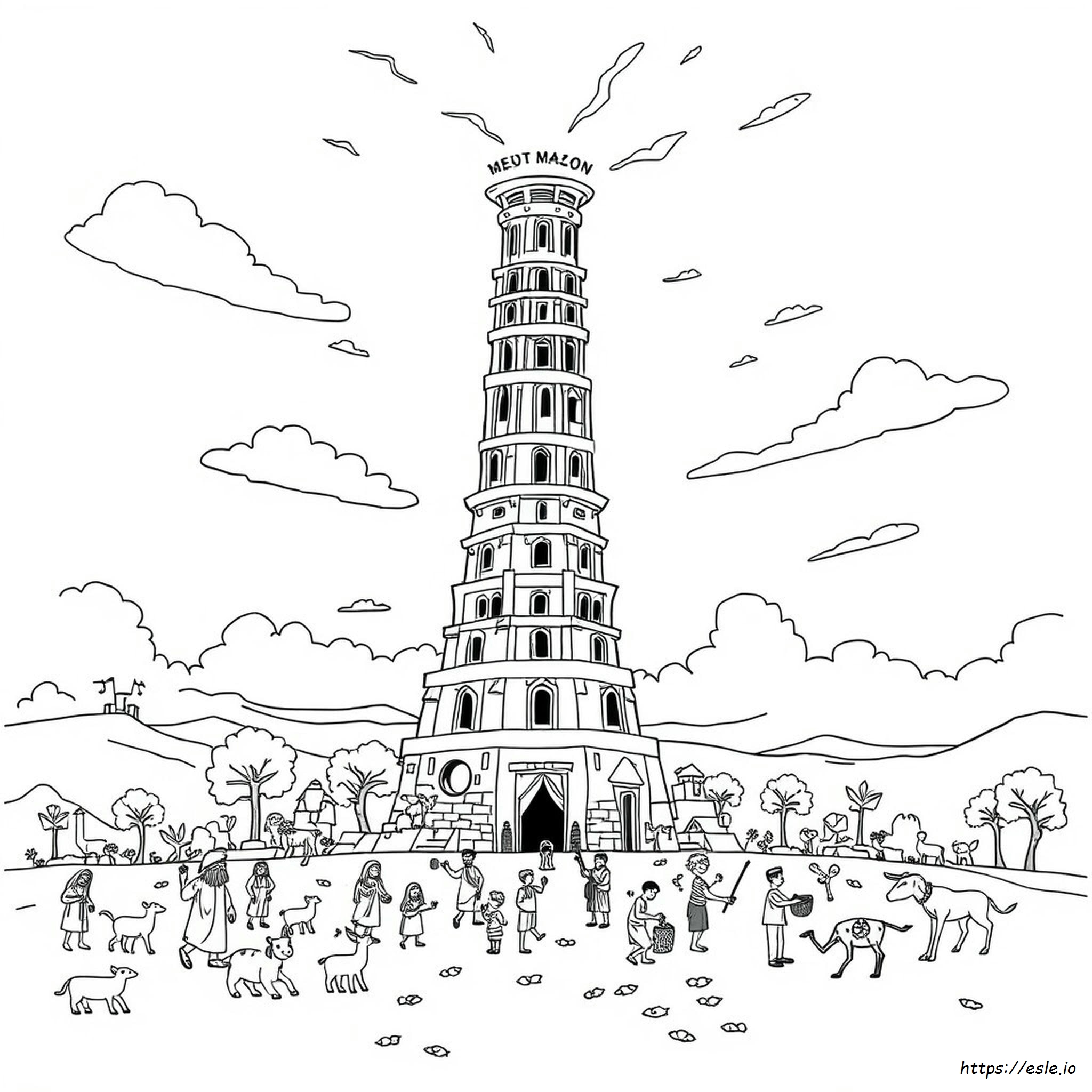 Torre De Babel De La Confusión Para Colorear