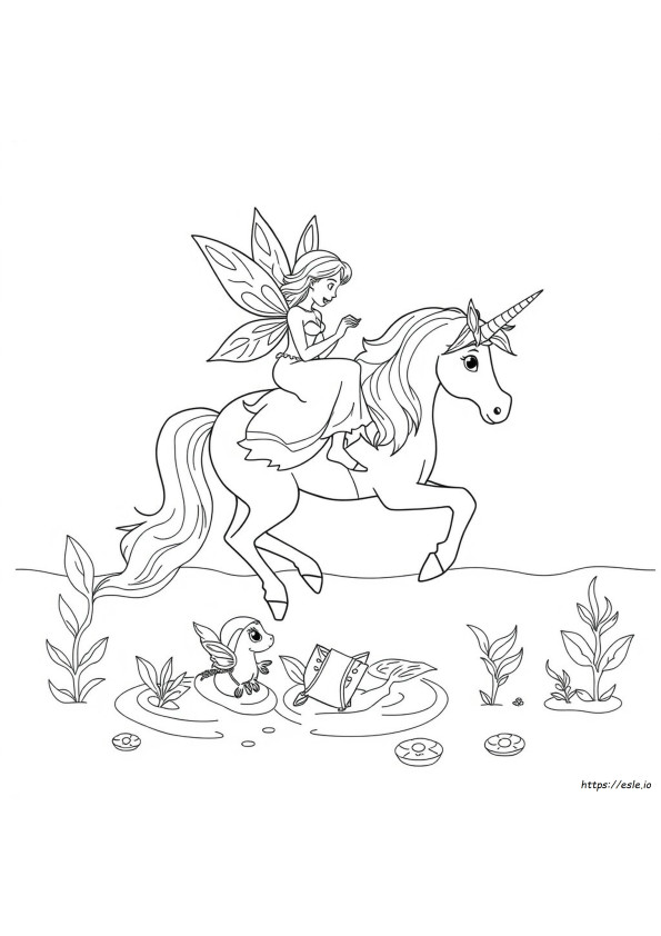 Putri Duyung Peri Dan Unicorn Gambar Mewarnai