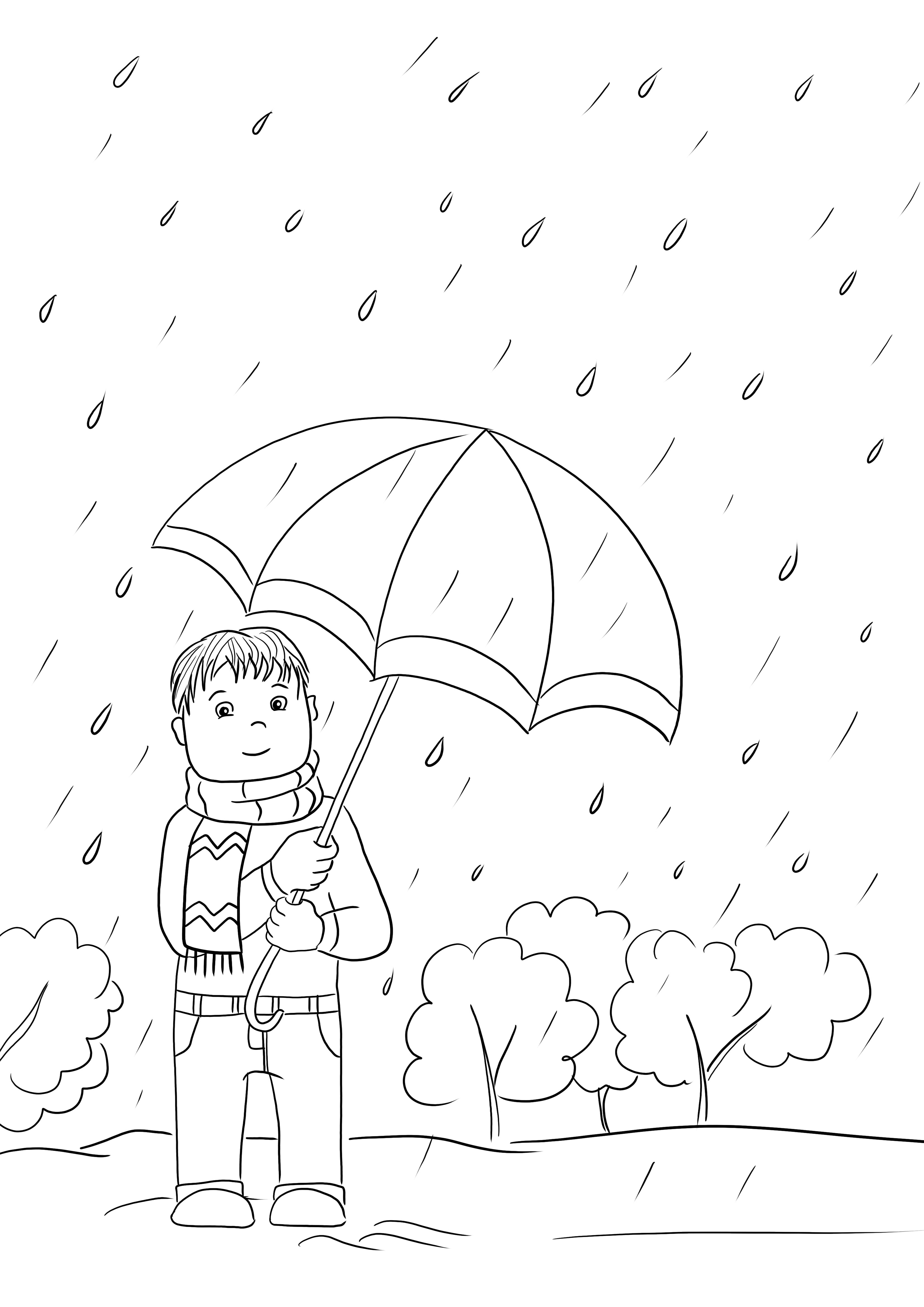 Rainy Day free for coloring page to print or save for later for kids