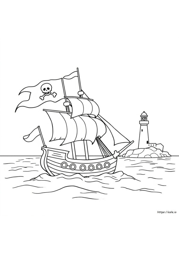 Perahu Bajak Laut Gambar Mewarnai