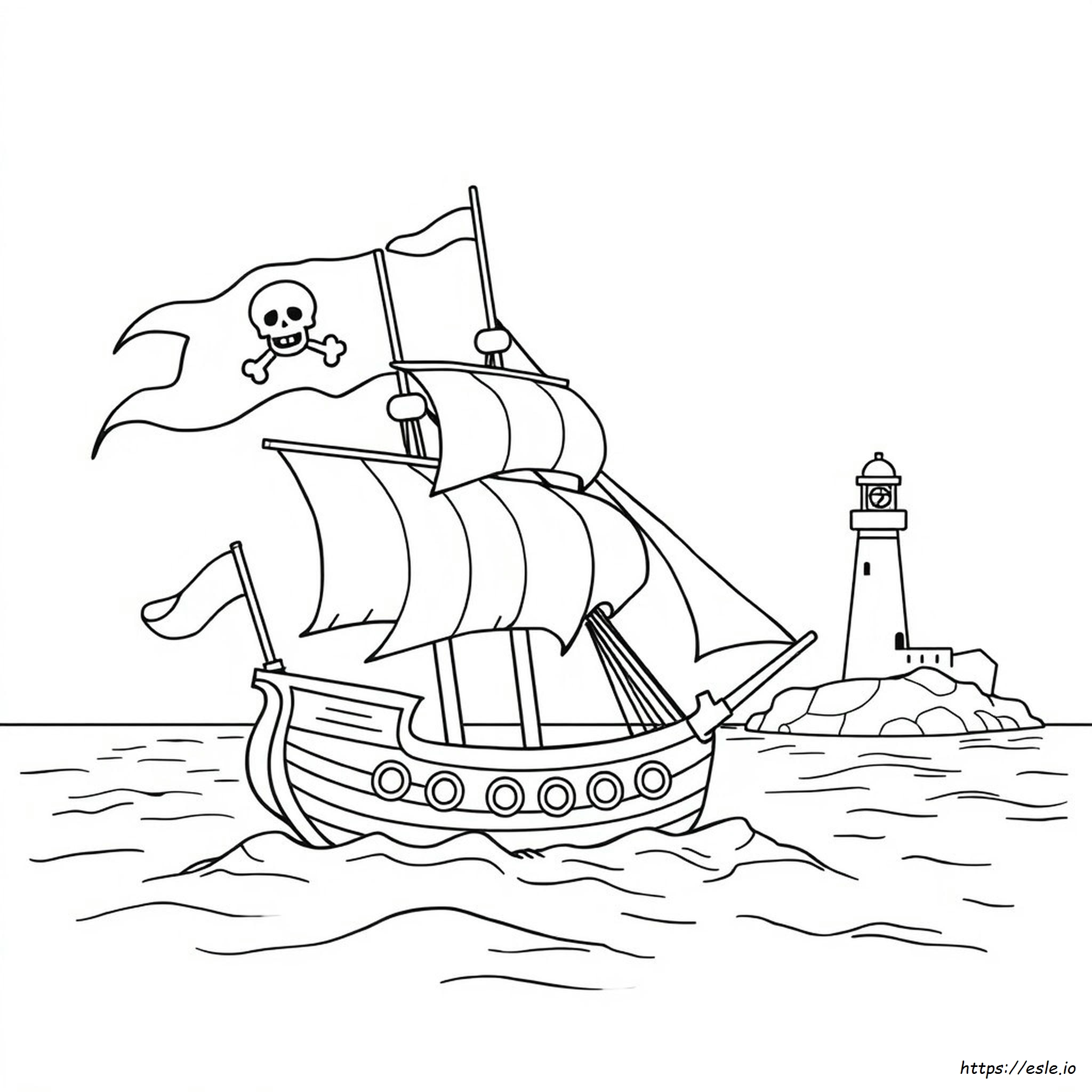 Barco Pirata Para Colorear