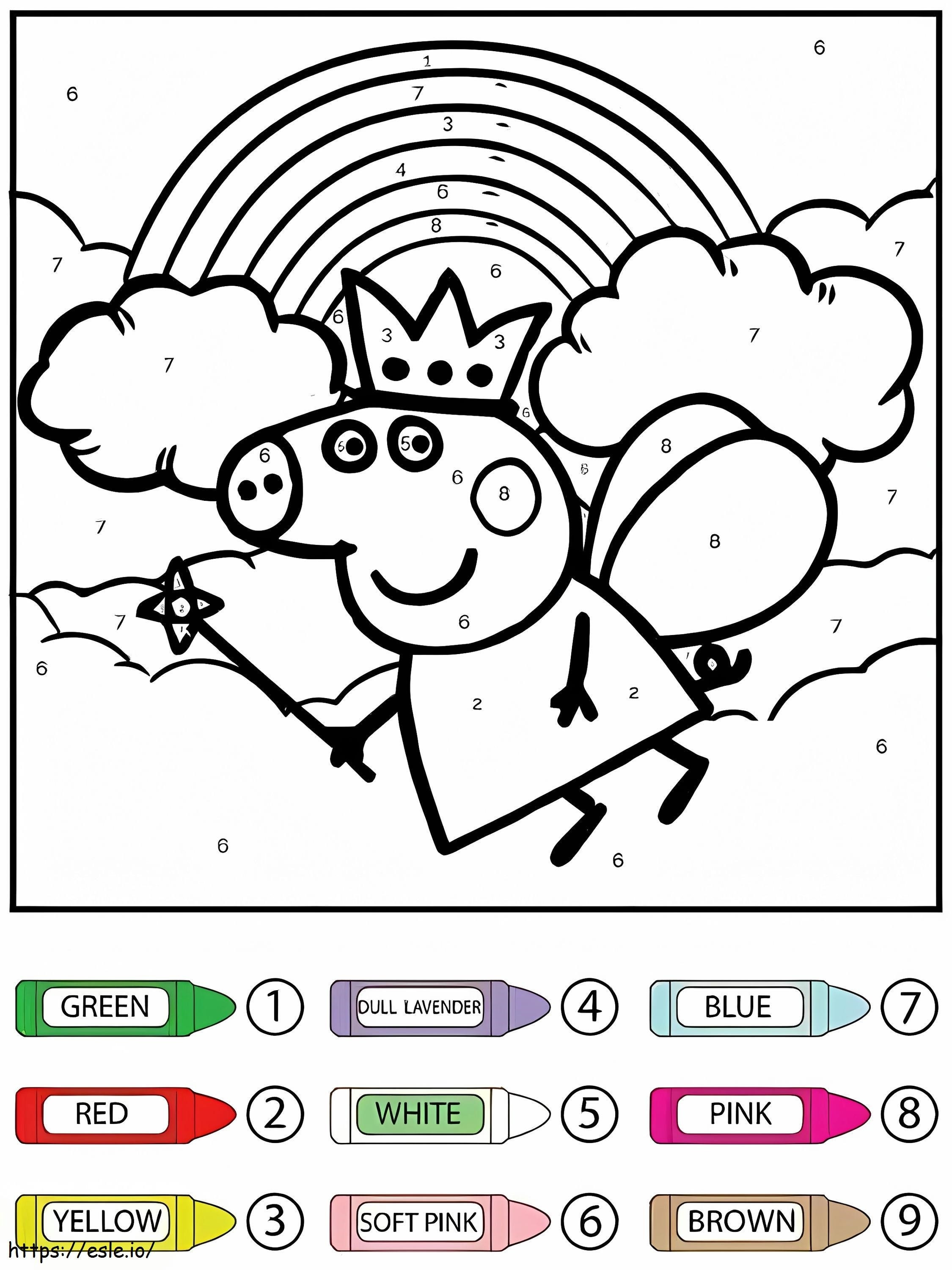 Coloriage Flying Queen Peppa Pig couleur par numéro à imprimer dessin