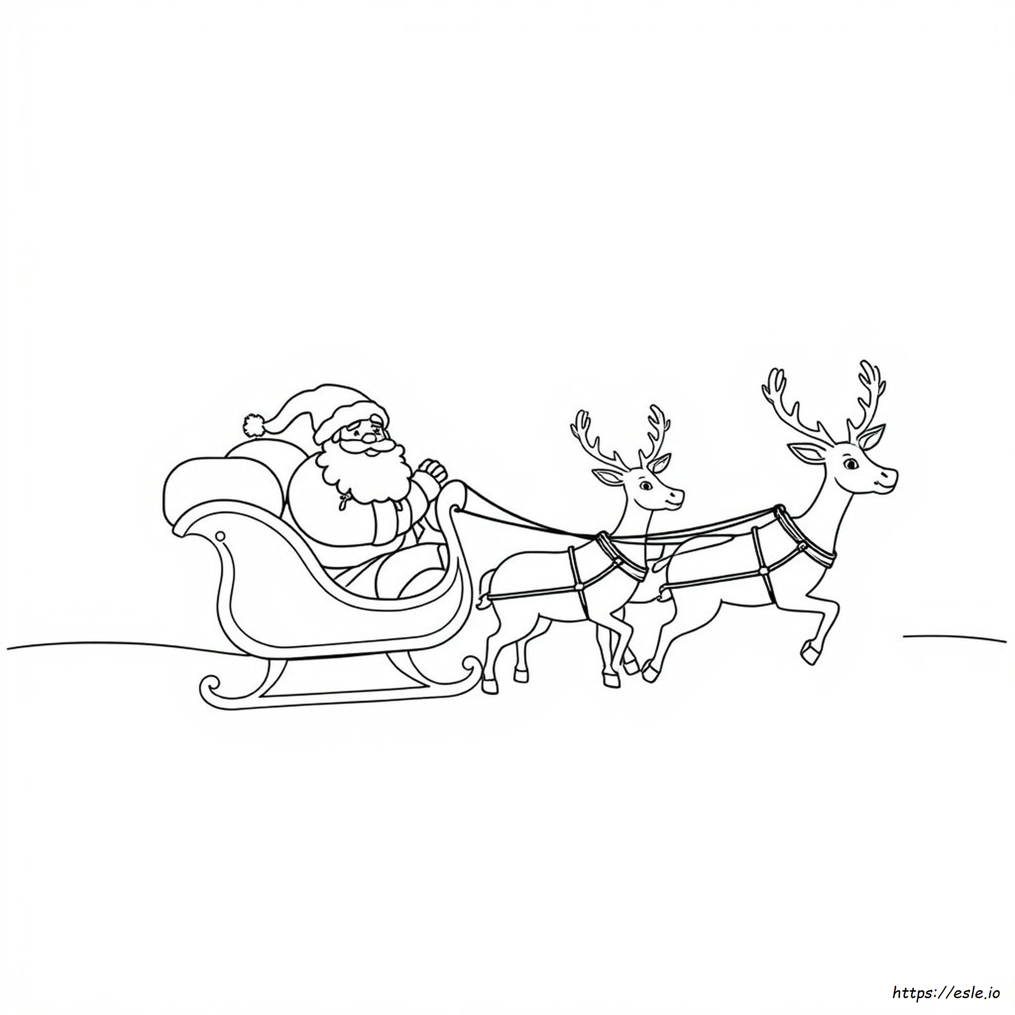 Página Para Colorear De Papá Noel Y Rodolfo Imprimible