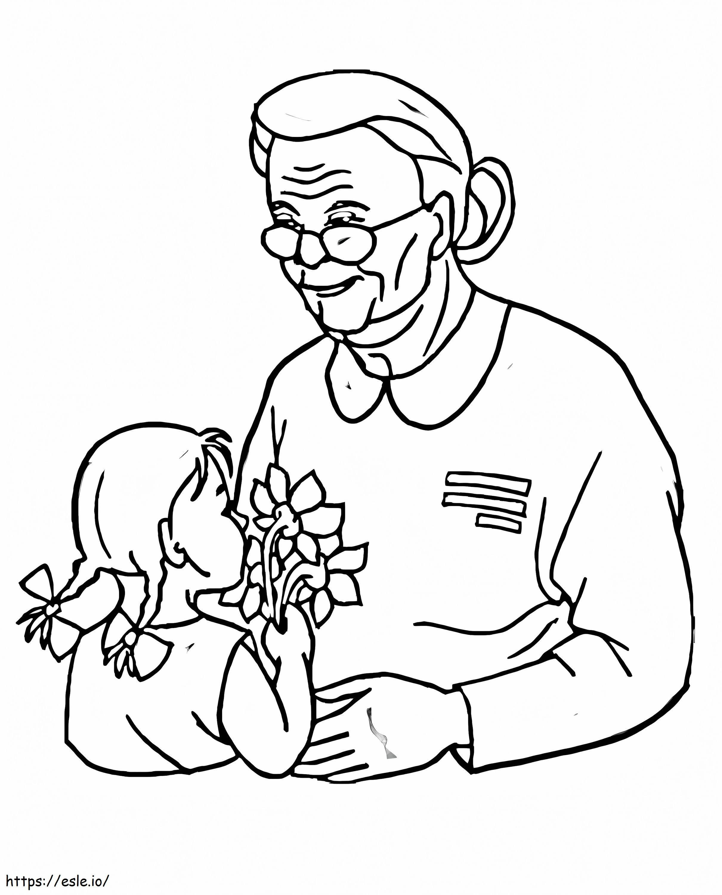 おばあちゃんのための退役軍人の日 ぬりえ - 塗り絵