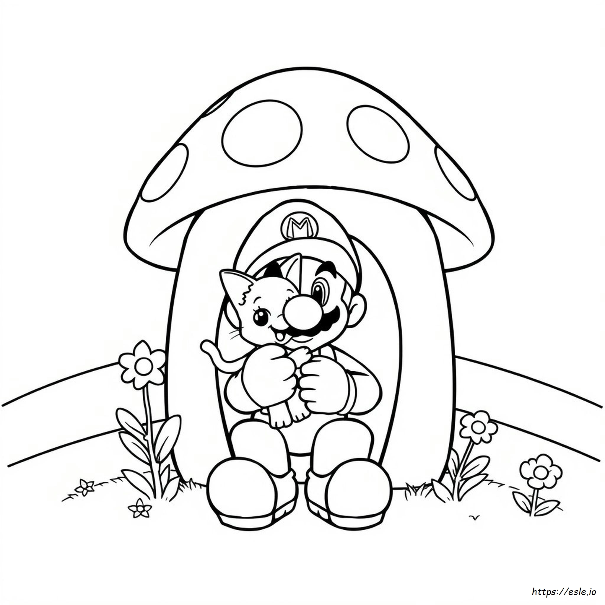 Gato Mario Para Colorear