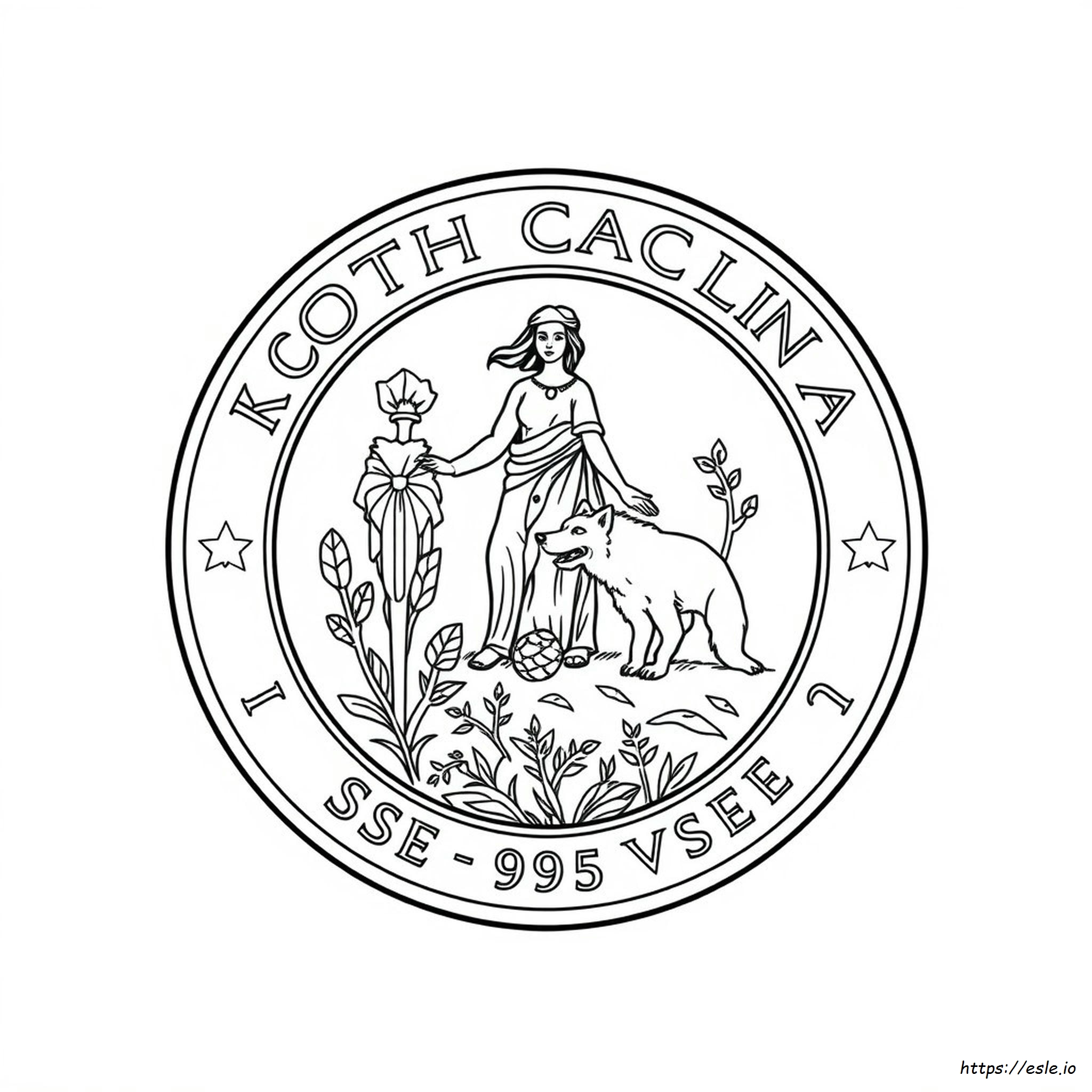 Página Para Colorear Del Escudo Del Estado De Carolina Del Norte