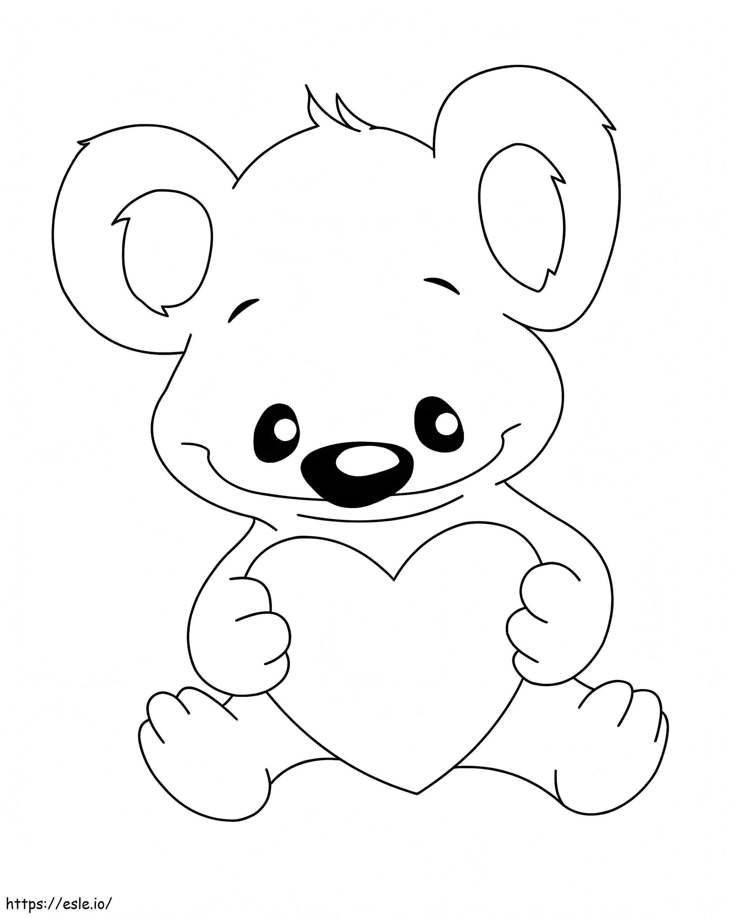 Koala con corazón para colorear