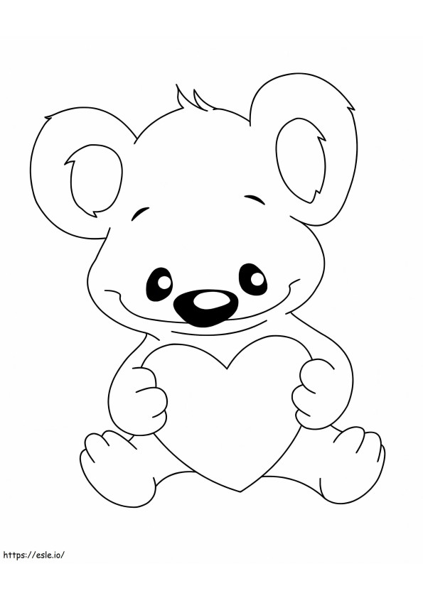 Koala con corazón para colorear