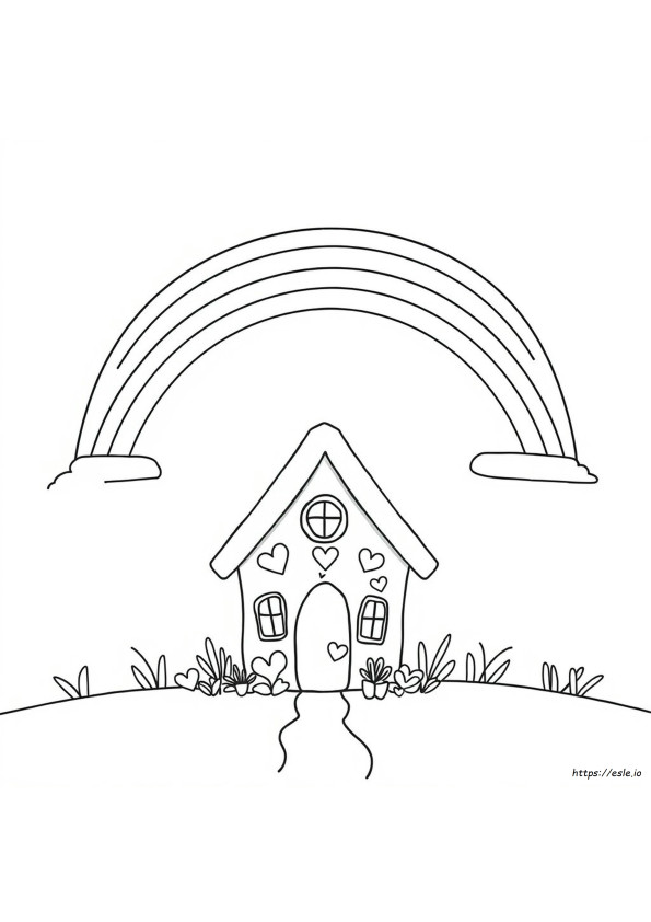 Rumah Pelangi Gambar Mewarnai Dapat Dicetak