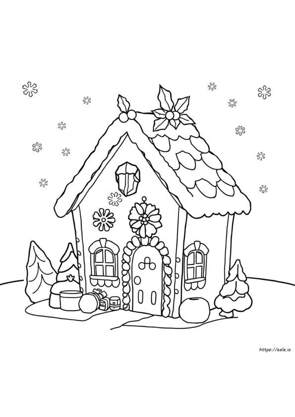 Christmas Colouring In Gingerbread House
