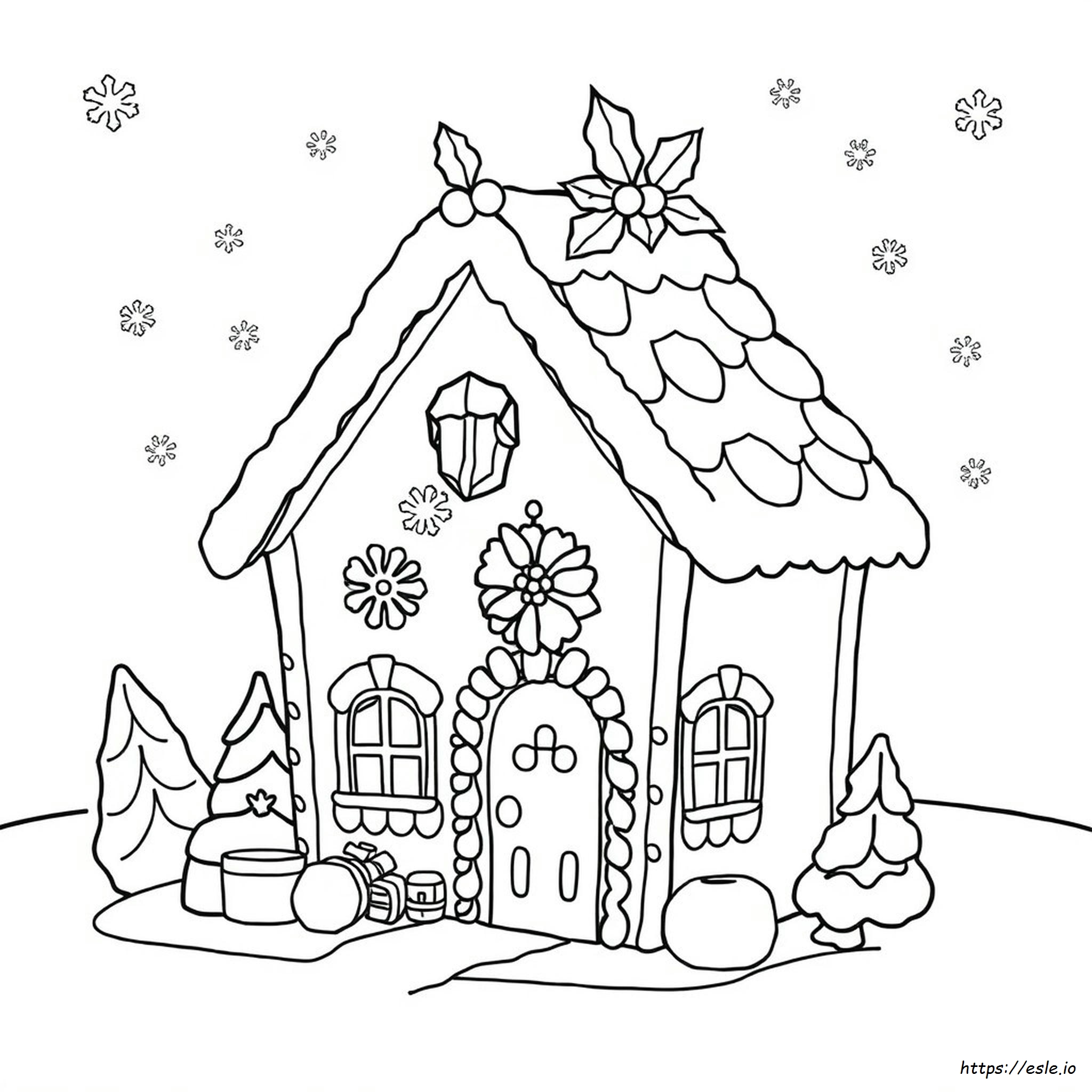 Casa De Jengibre Para Colorear De Navidad