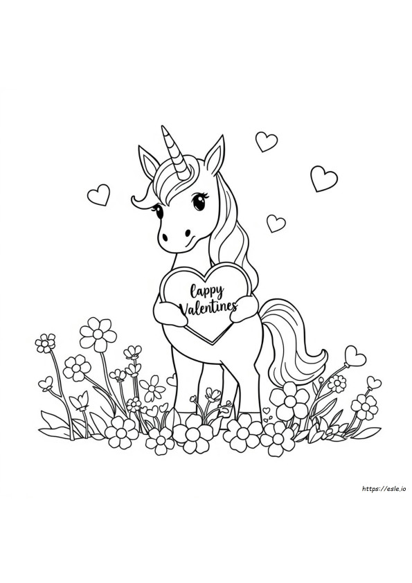 Unicorn Valentine Coloring Pages