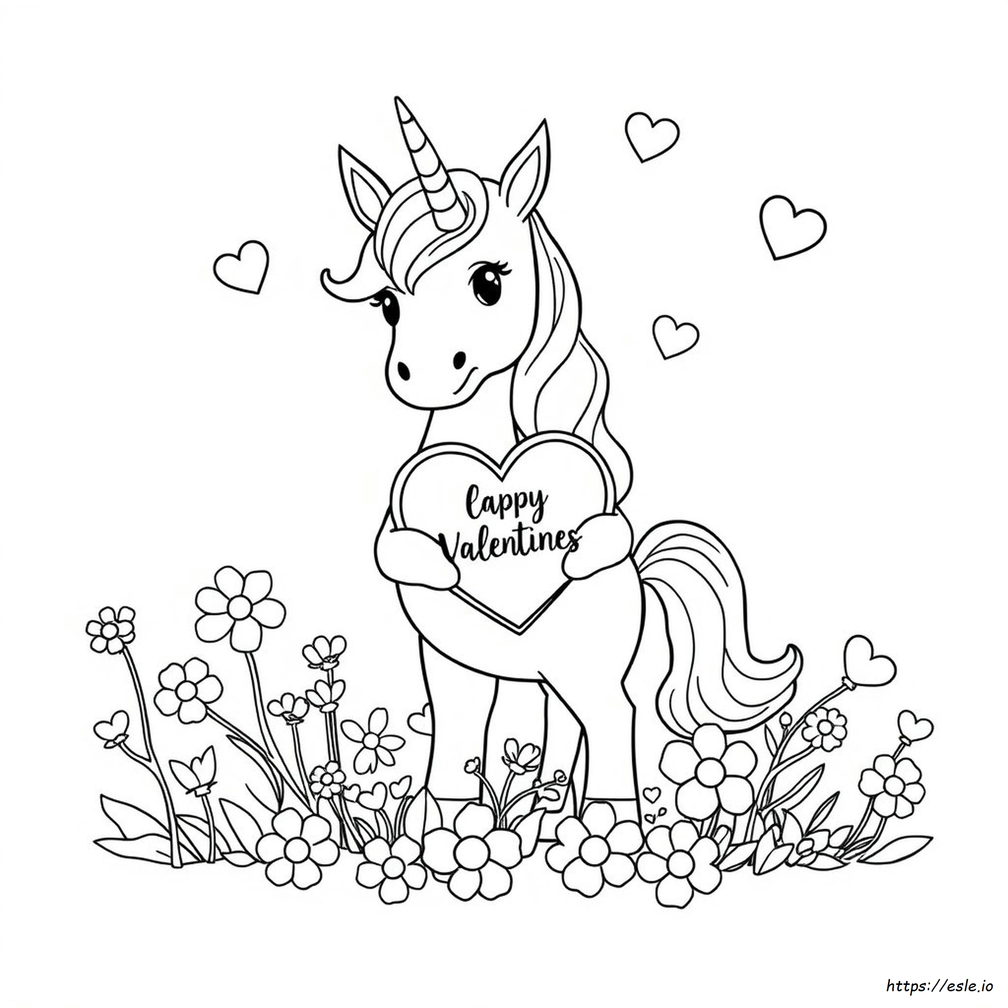 Unicorn Valentine Coloring Pages