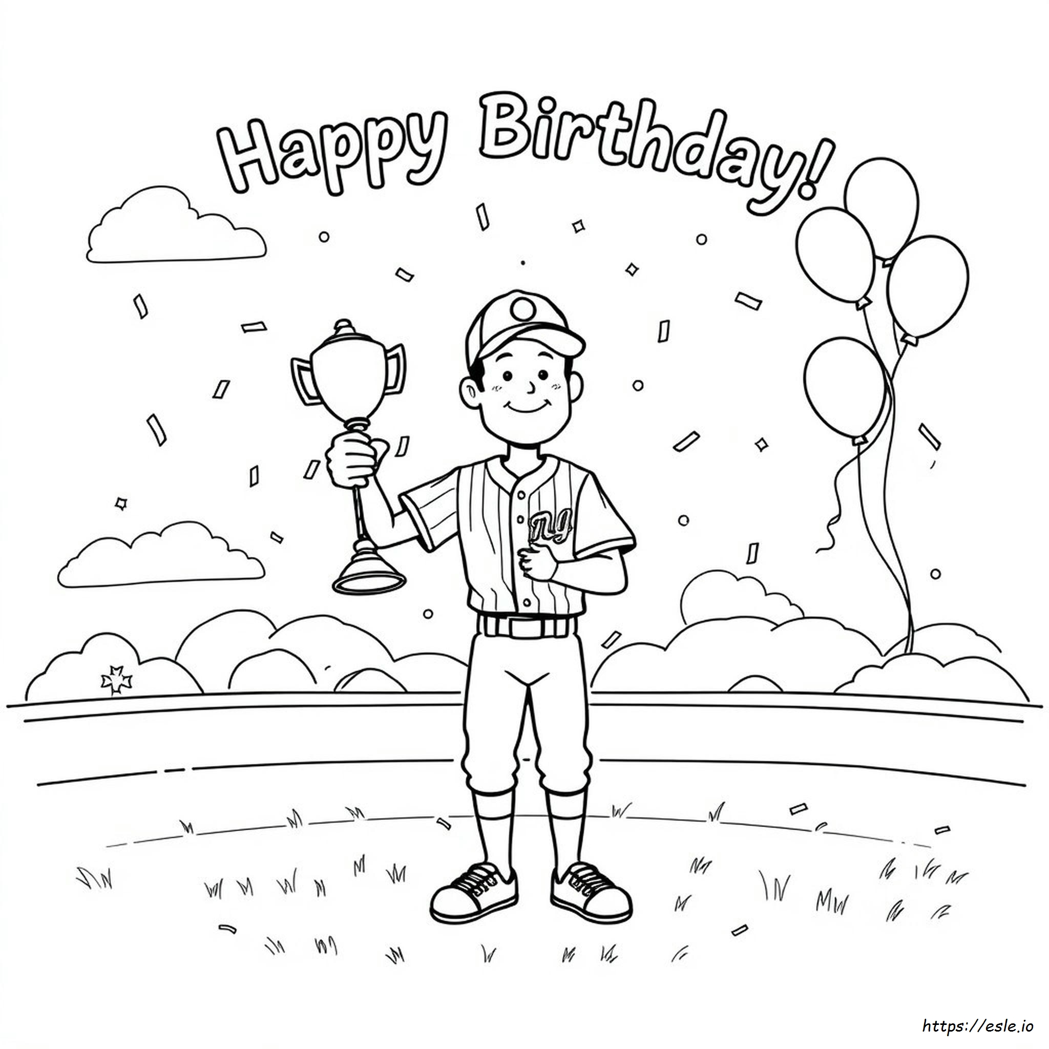 Página Para Colorear De Béisbol Feliz Cumpleaños
