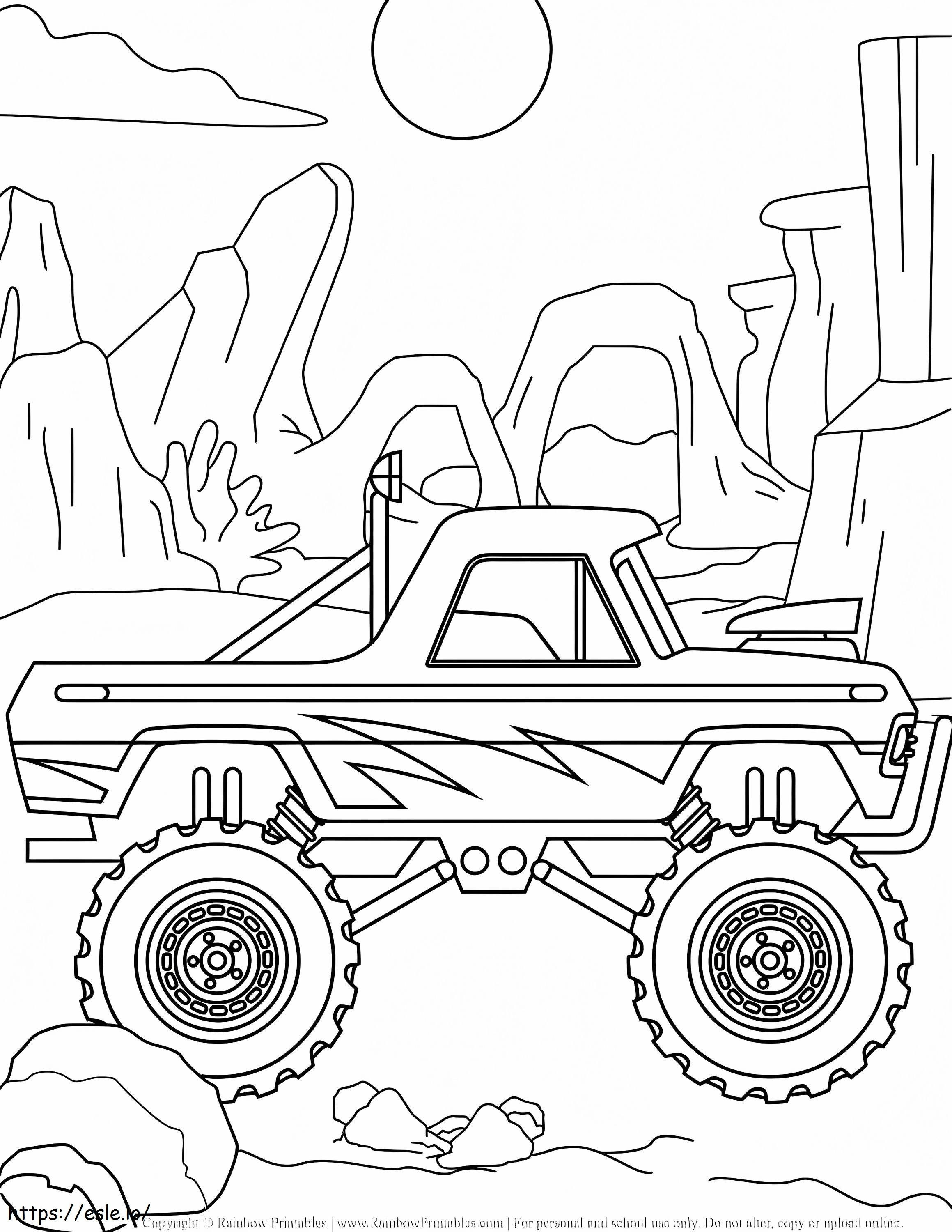 Woestijn Monstertruck rijden kleurplaat kleurplaat