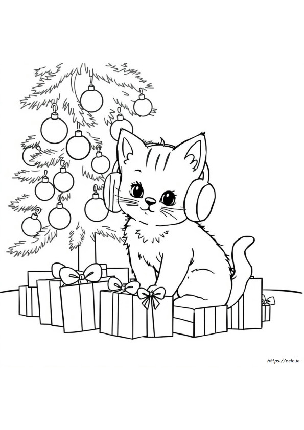 Weihnachtskätzchen Ausmalbilder