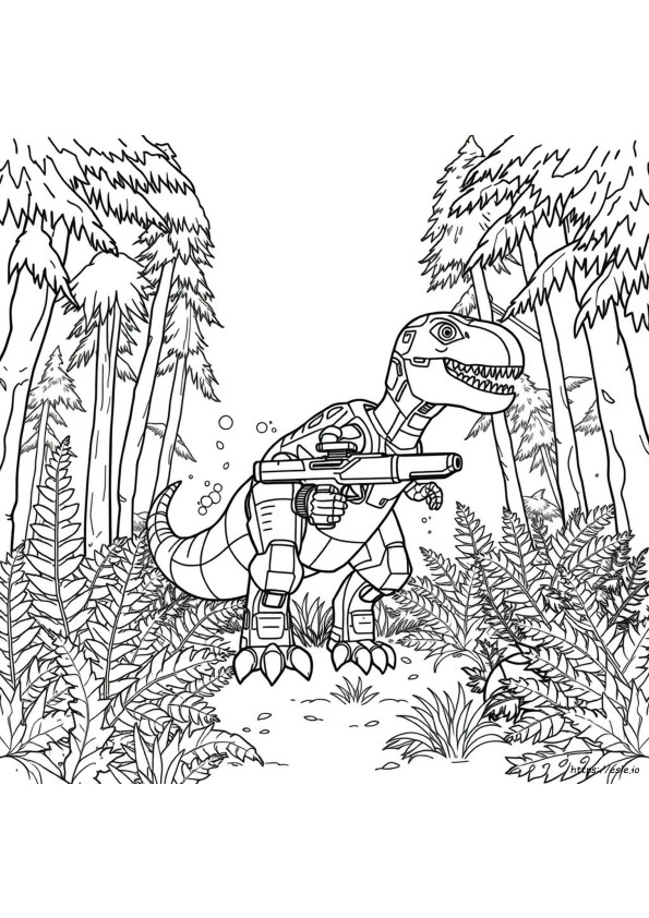 Robot T-Rex Dinosaurio. Páginas Para Colorear