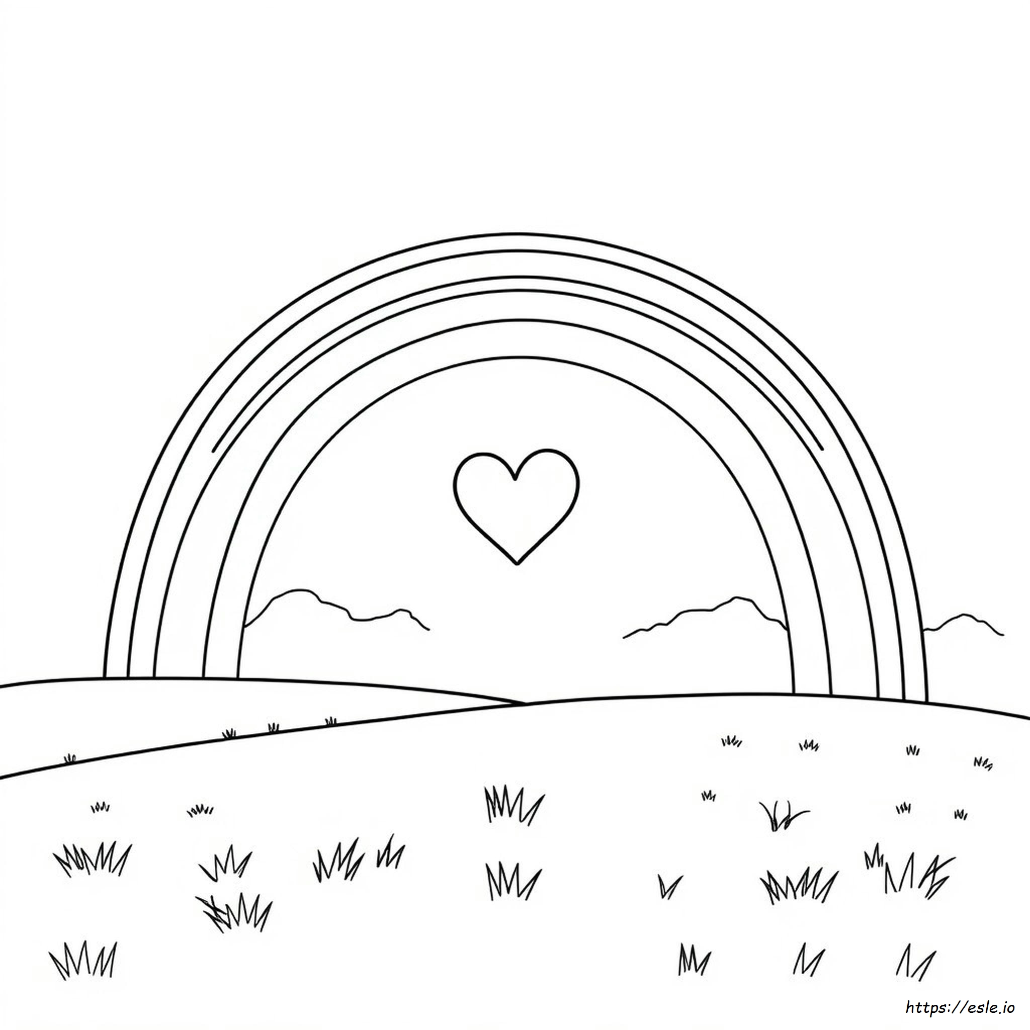 Rainbow With Heart Coloring Page