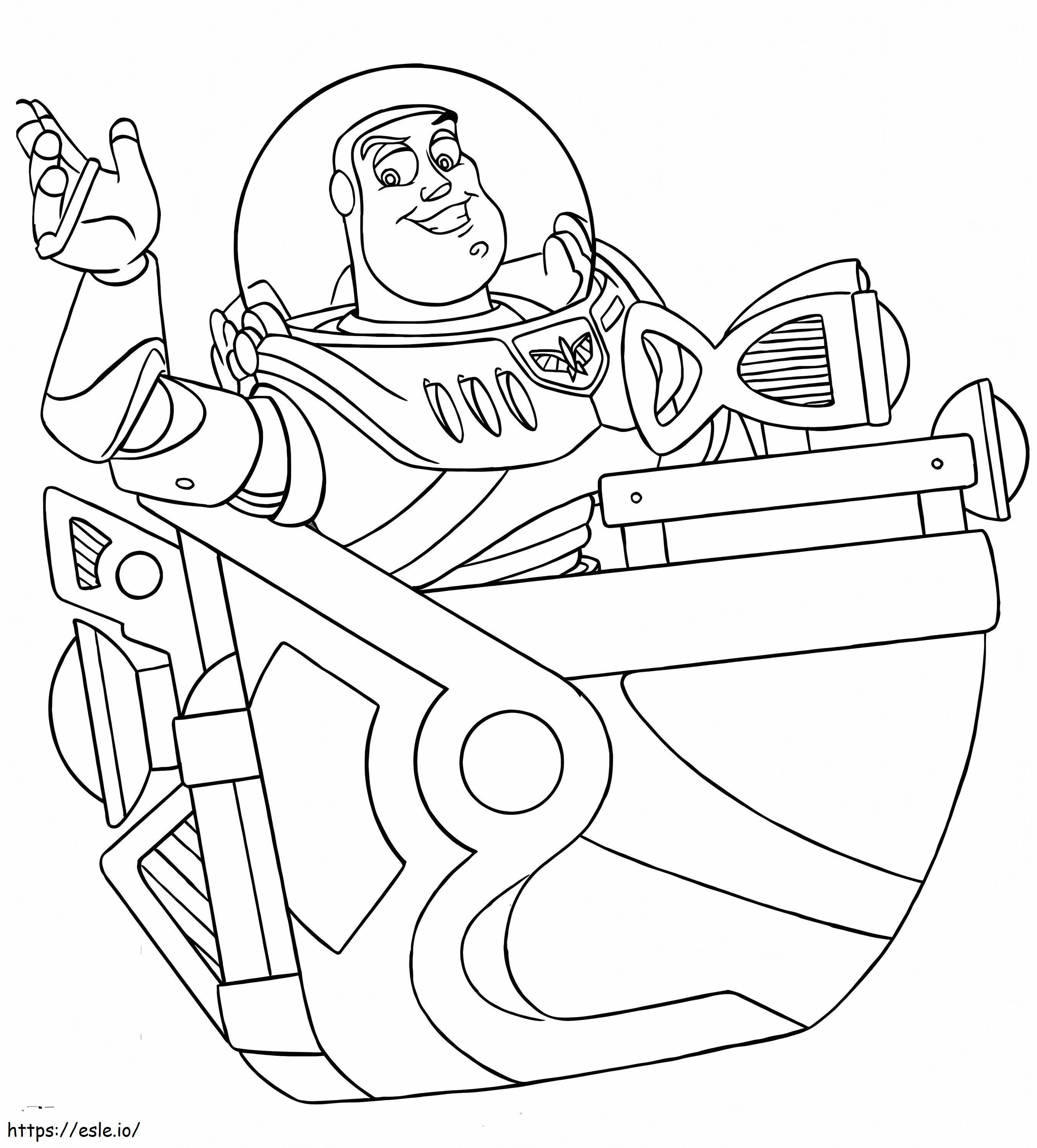 Buzz Lightyear en nave espacial para colorear