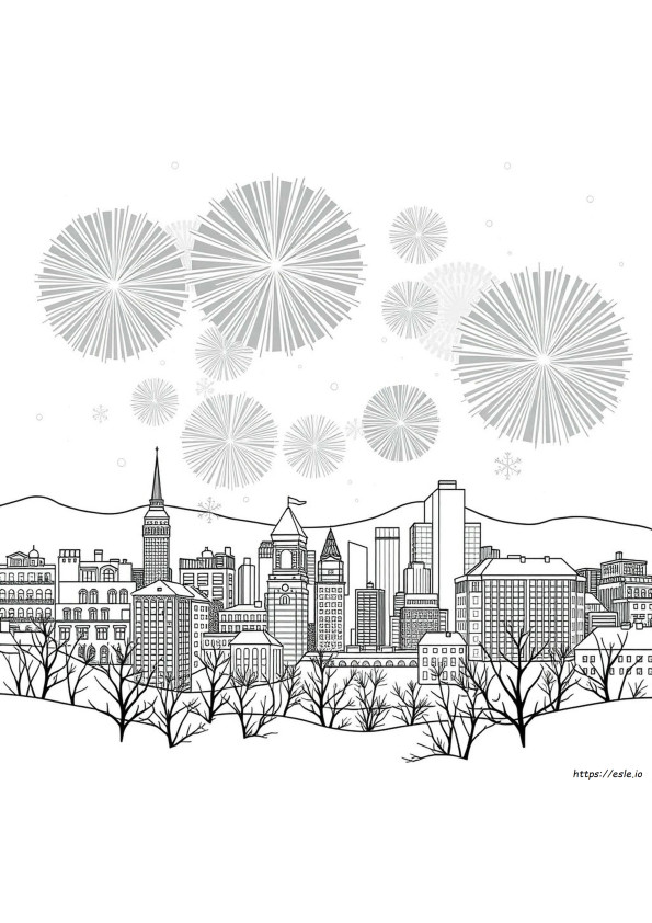 Happy New Year Adult Coloring Page