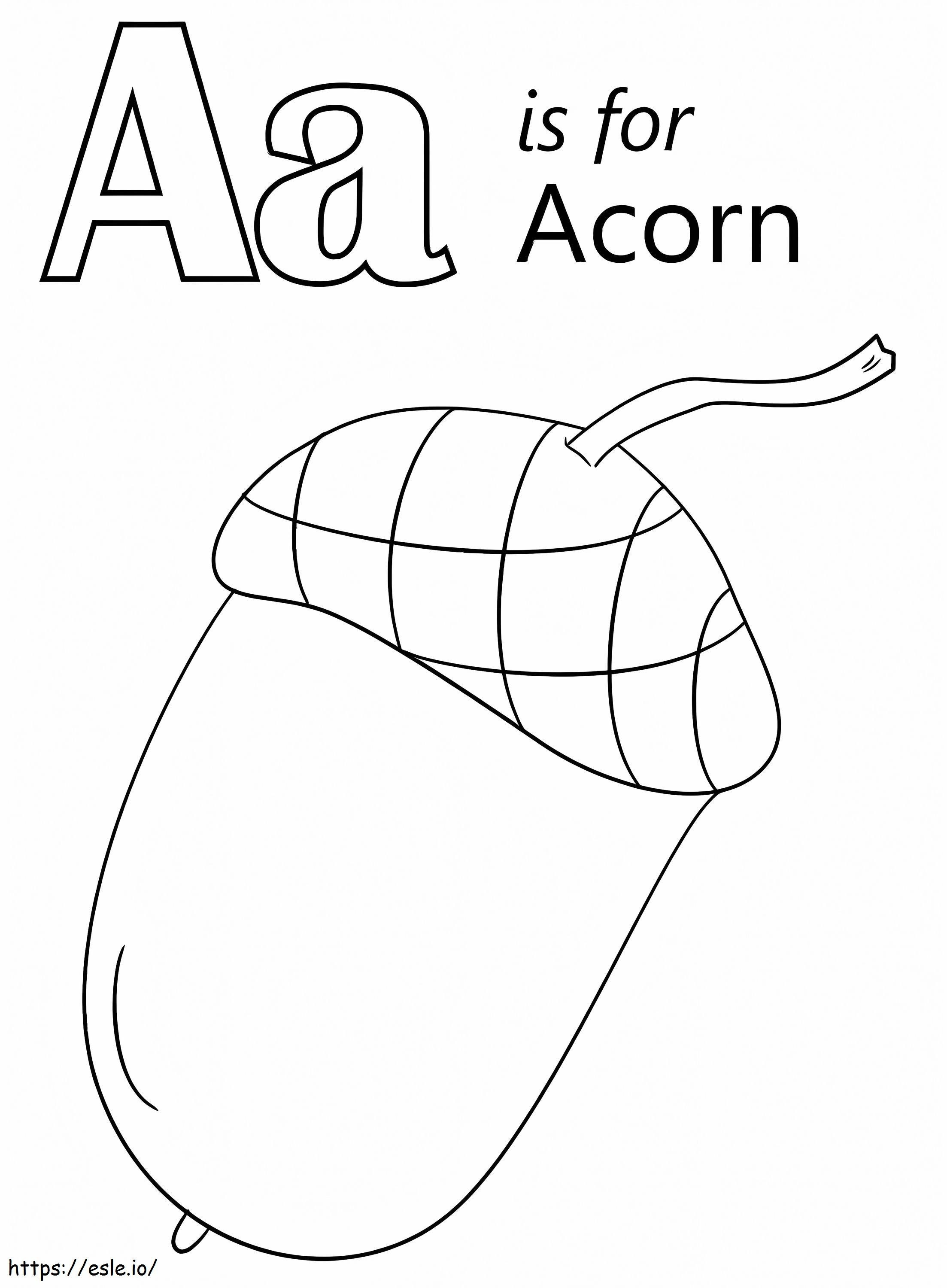 Acorn Letter A coloring page