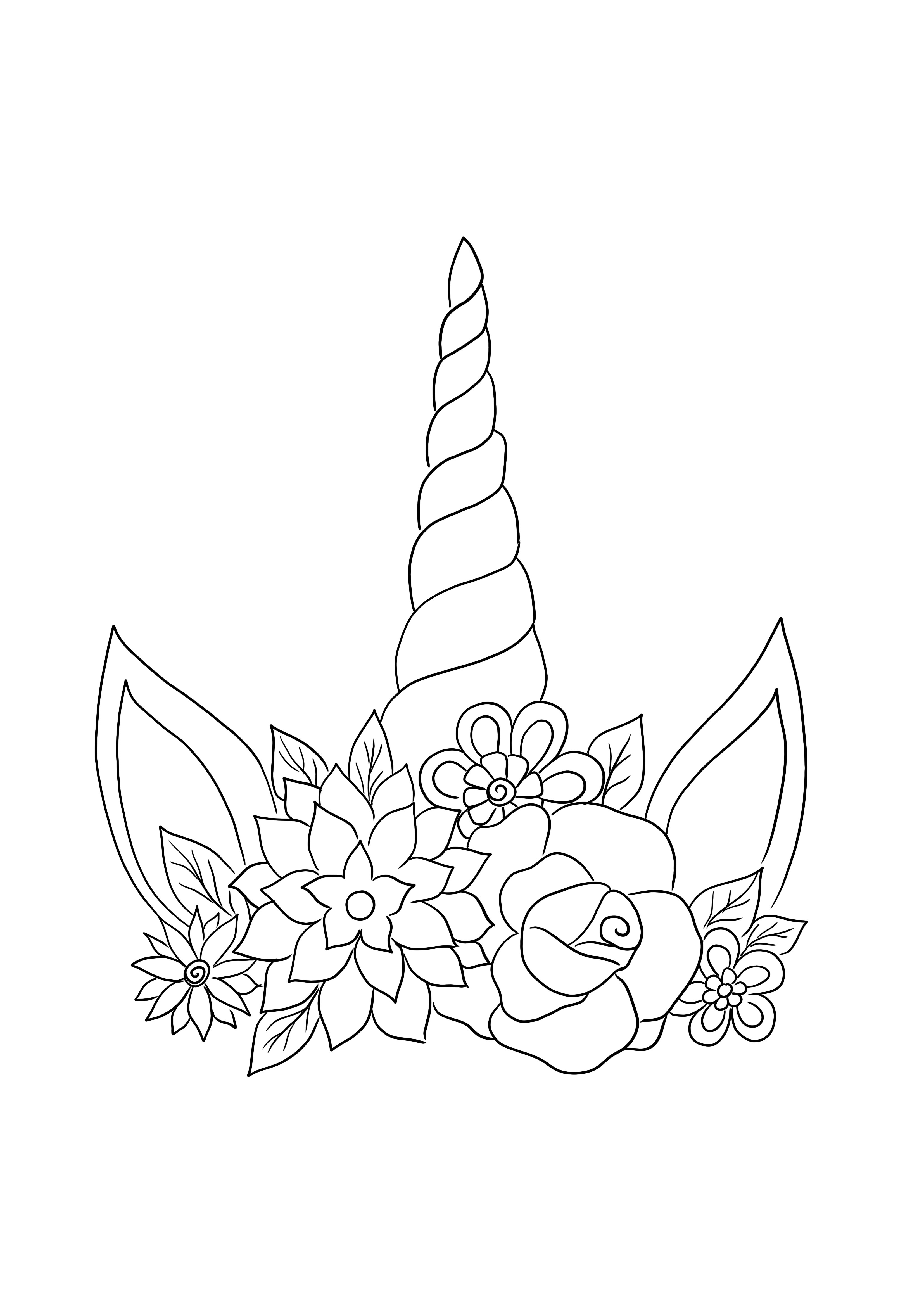 Unicorn headband free to color and download easily for Unicorn lovers
