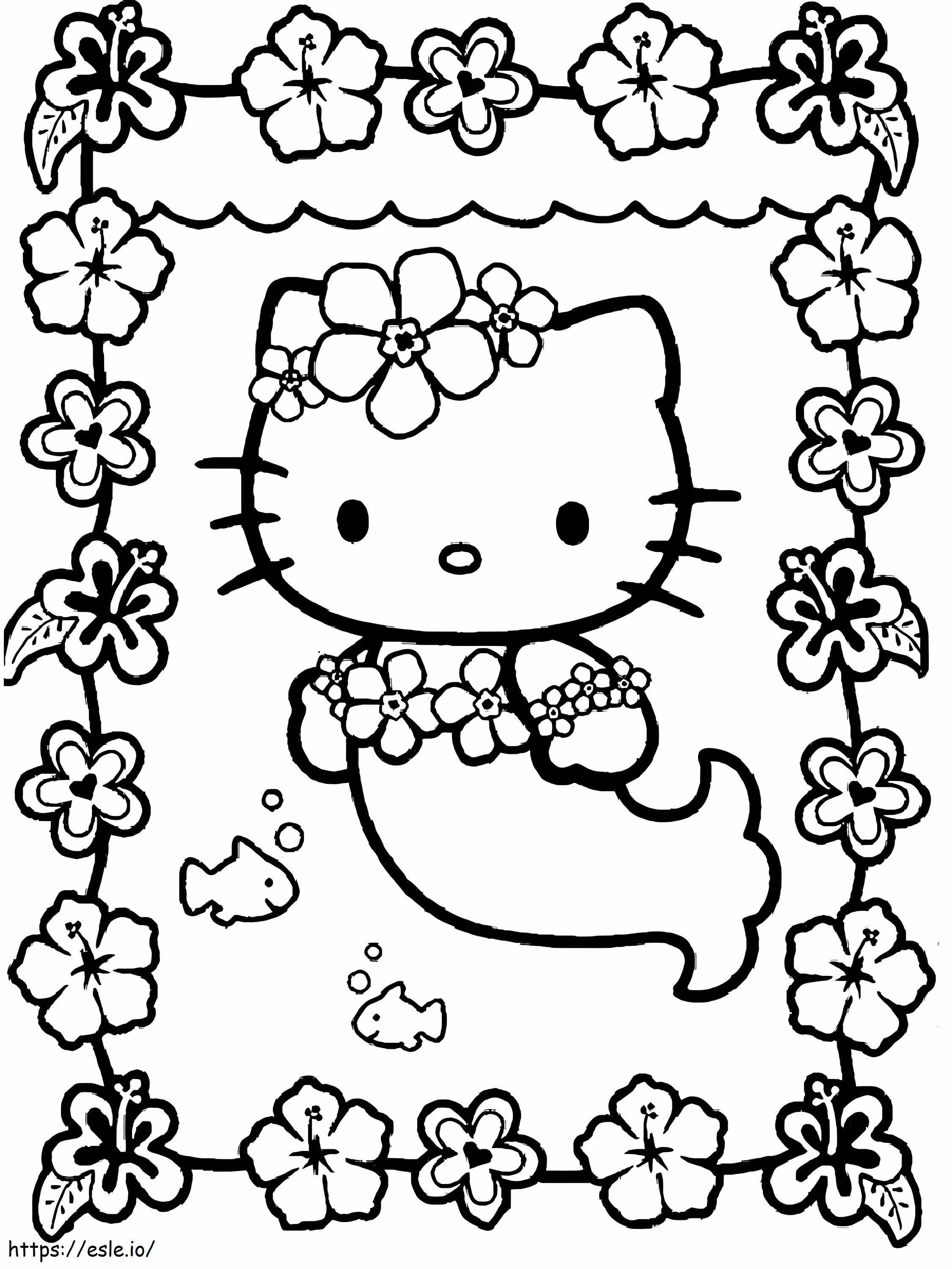 Putri Duyung Hello Kitty yang menggemaskan Gambar Mewarnai