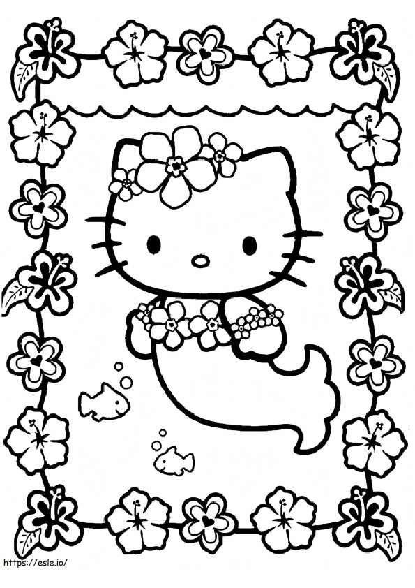 Adorable Hello Kitty Mermaid coloring page