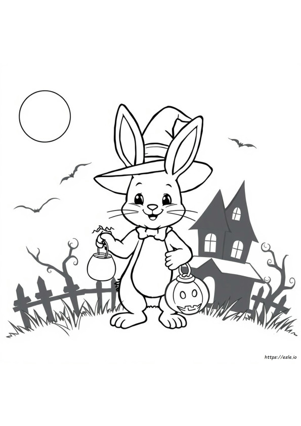 Halloween Bunny Coloring Page