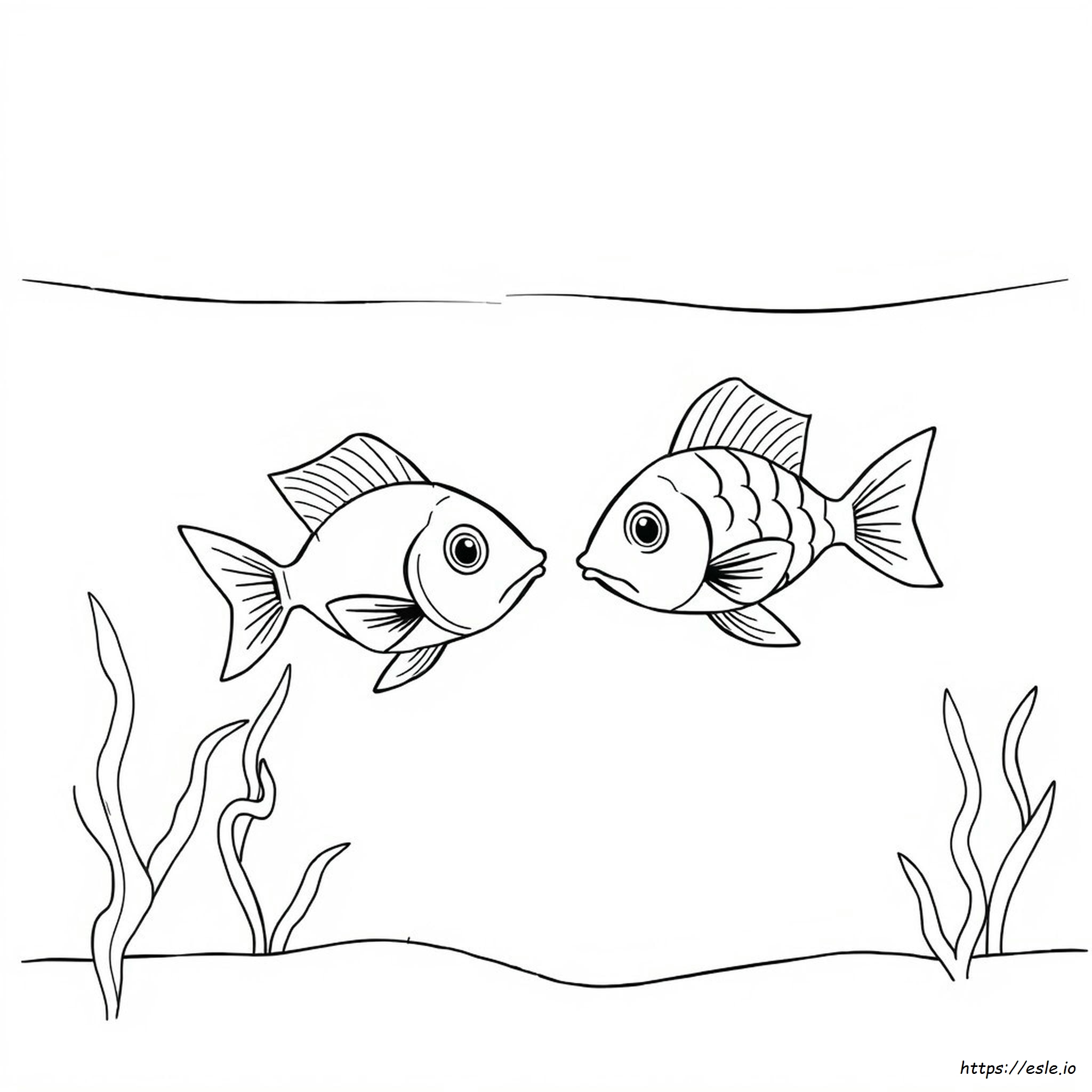 Ein Fisch Zwei Fische Roter Fisch Blauer Fisch Ausmalbilder
