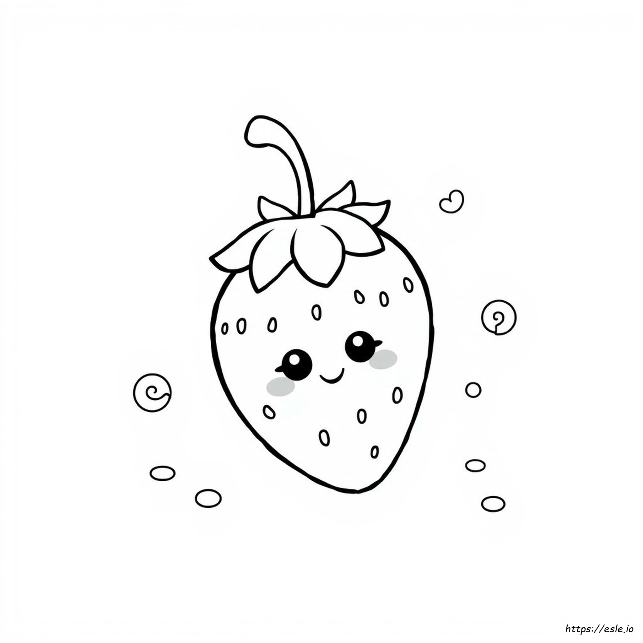 Kawaii Strawberry Coloring Page