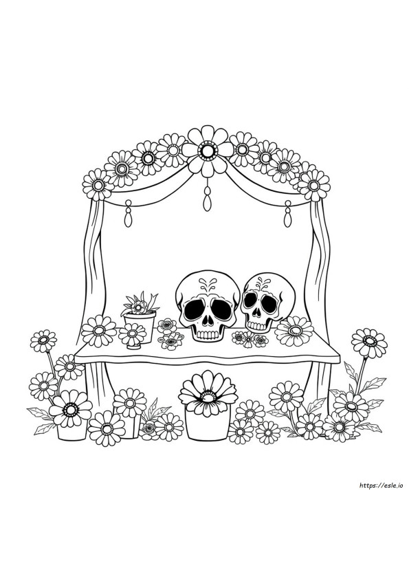 Coloriage Fleurs Dia De Los Muertos