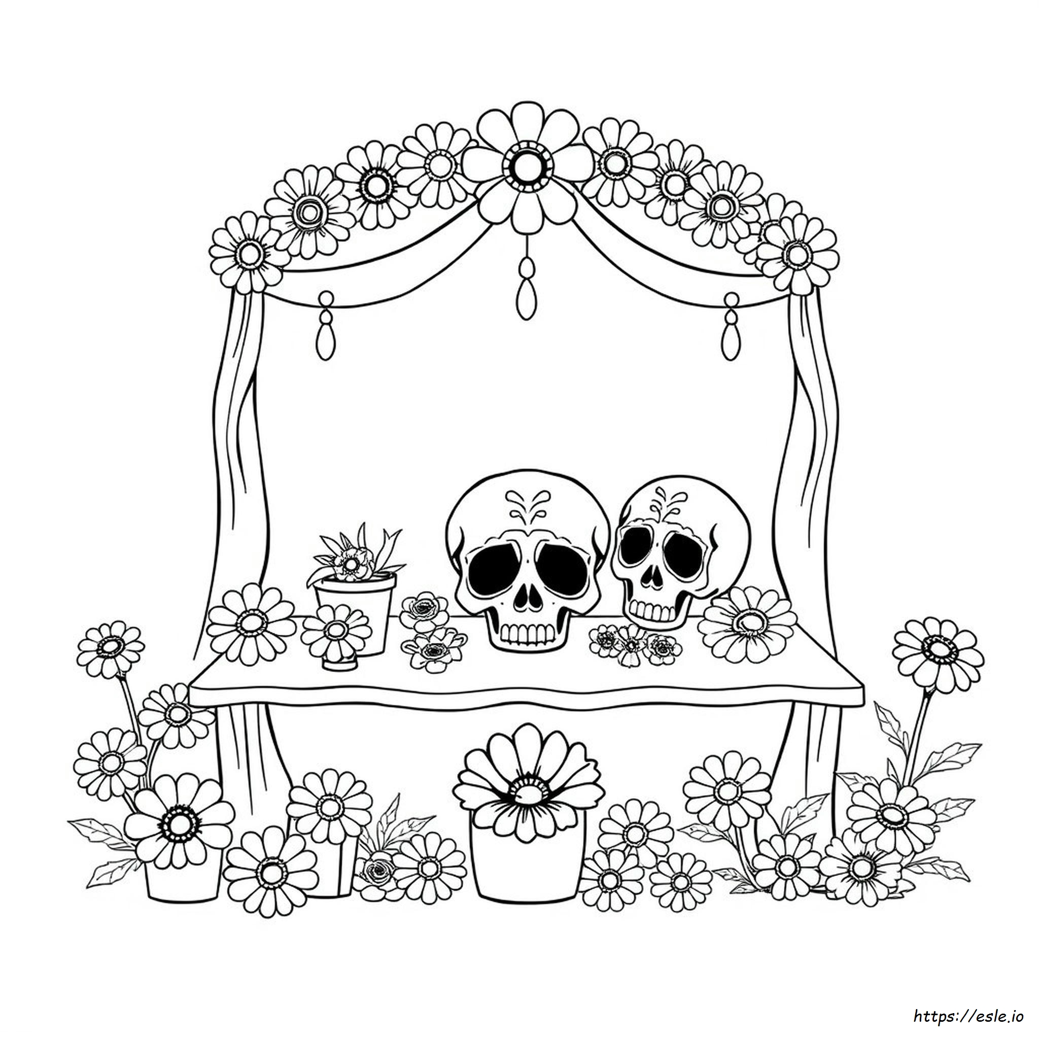 Día De Muertos Flores Para Colorear