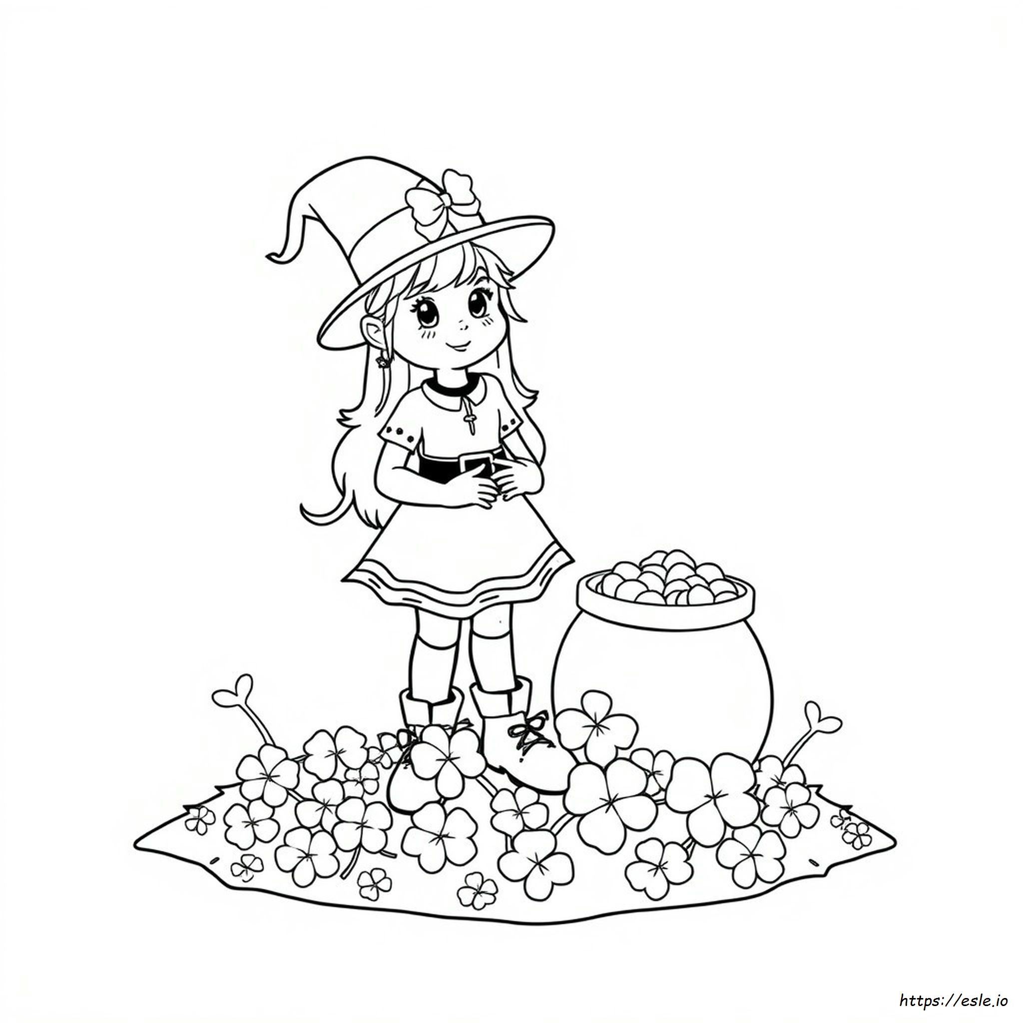 Girl Leprechaun Coloring Page
