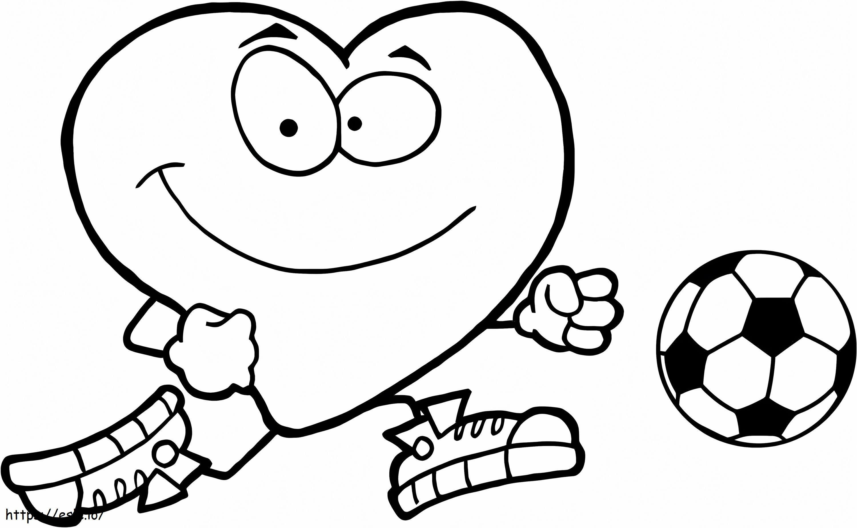 Heart Playing Soccer coloring page