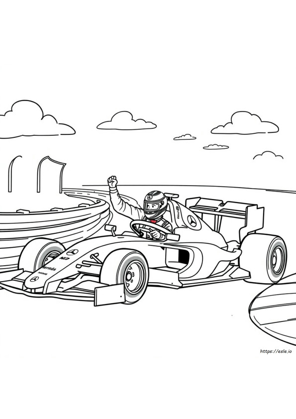 Coloriages Lewis Hamilton Mercedes F1