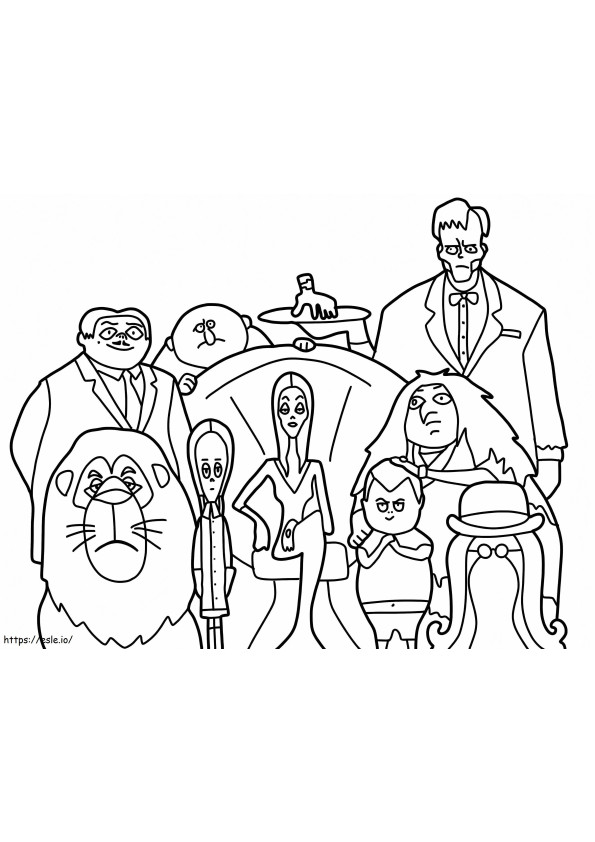 Tipăriți Familia Addams de colorat
