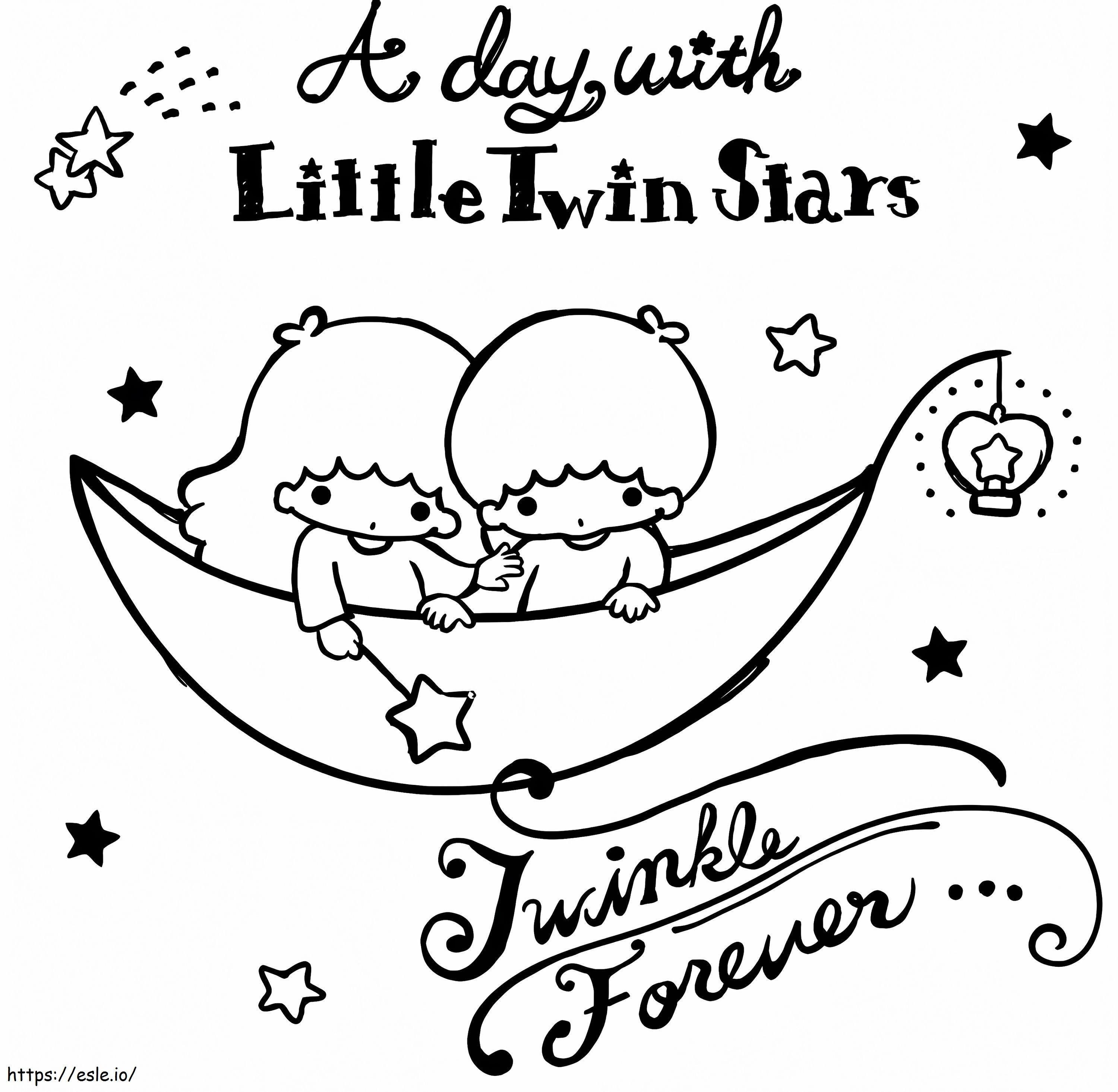 Coloriage Une journée avec de petites étoiles jumelles à imprimer dessin