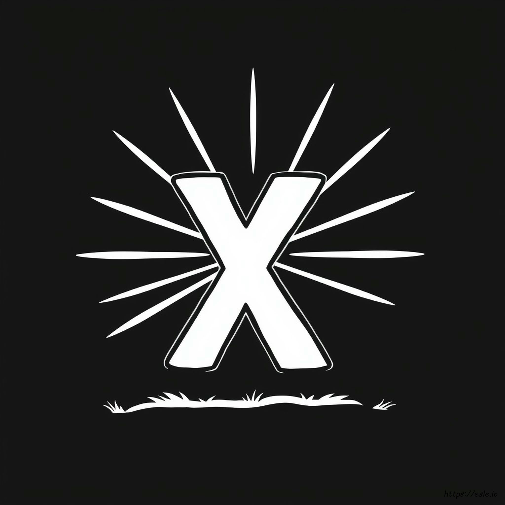 Letra X Iluminada Para Colorear