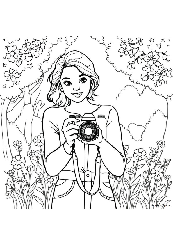 Camera Woman Coloring Page